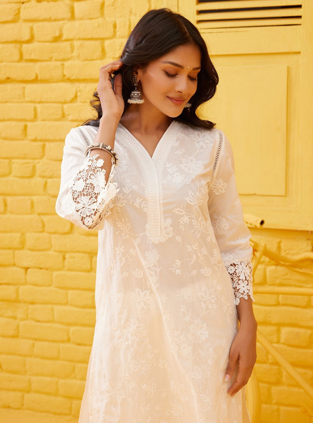 Mulmul Supima Cotton Sunkissed White Kurta