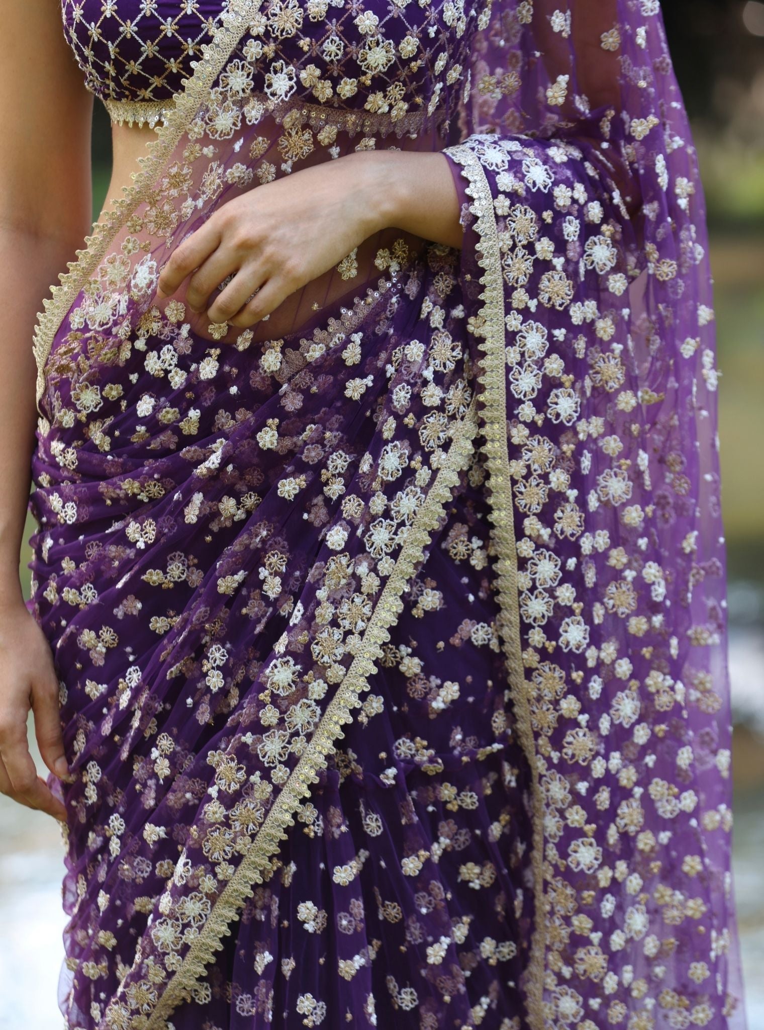 Kala Net Purple Saree