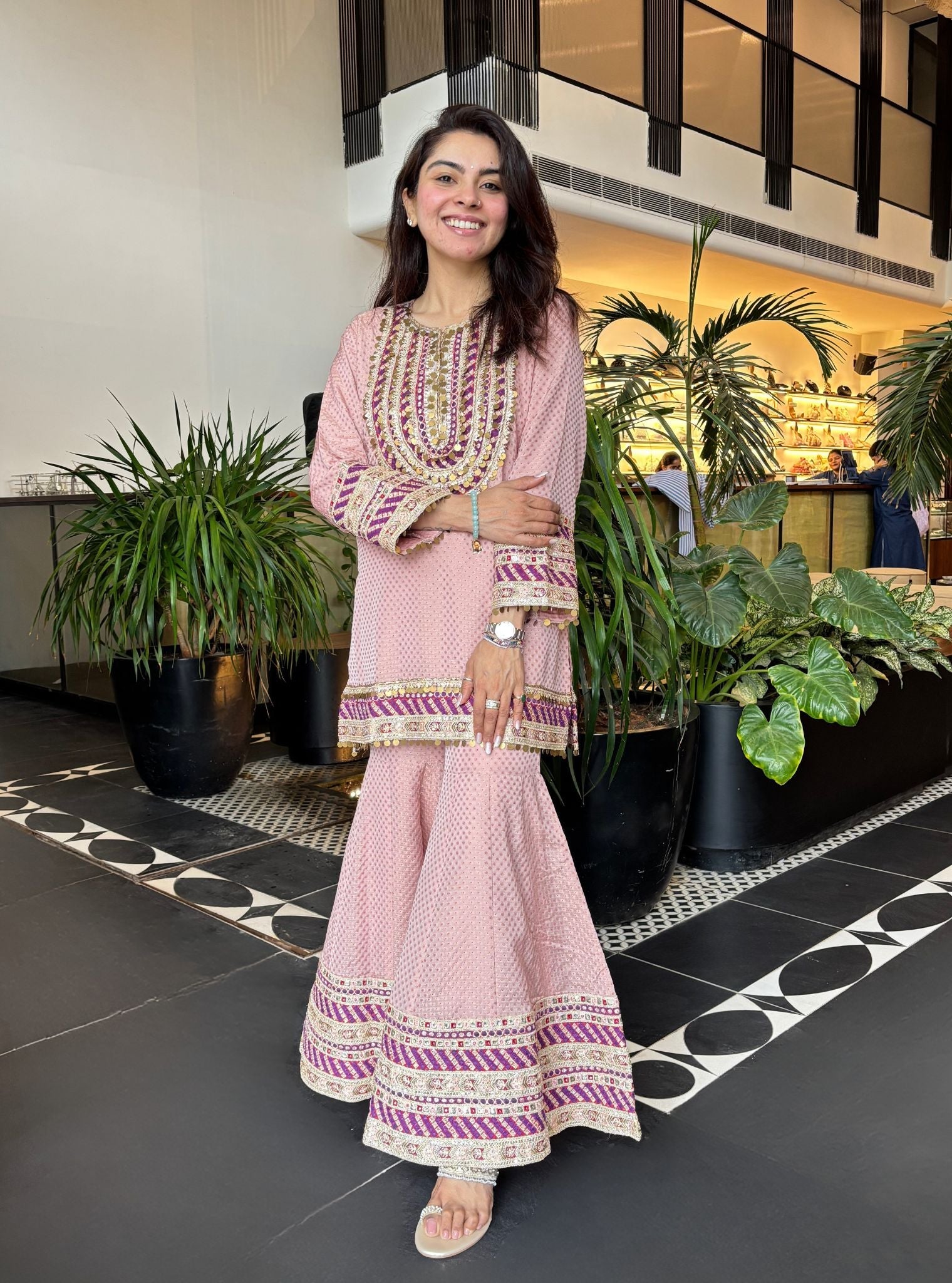 Eraya Pink Banarasi Garara Set