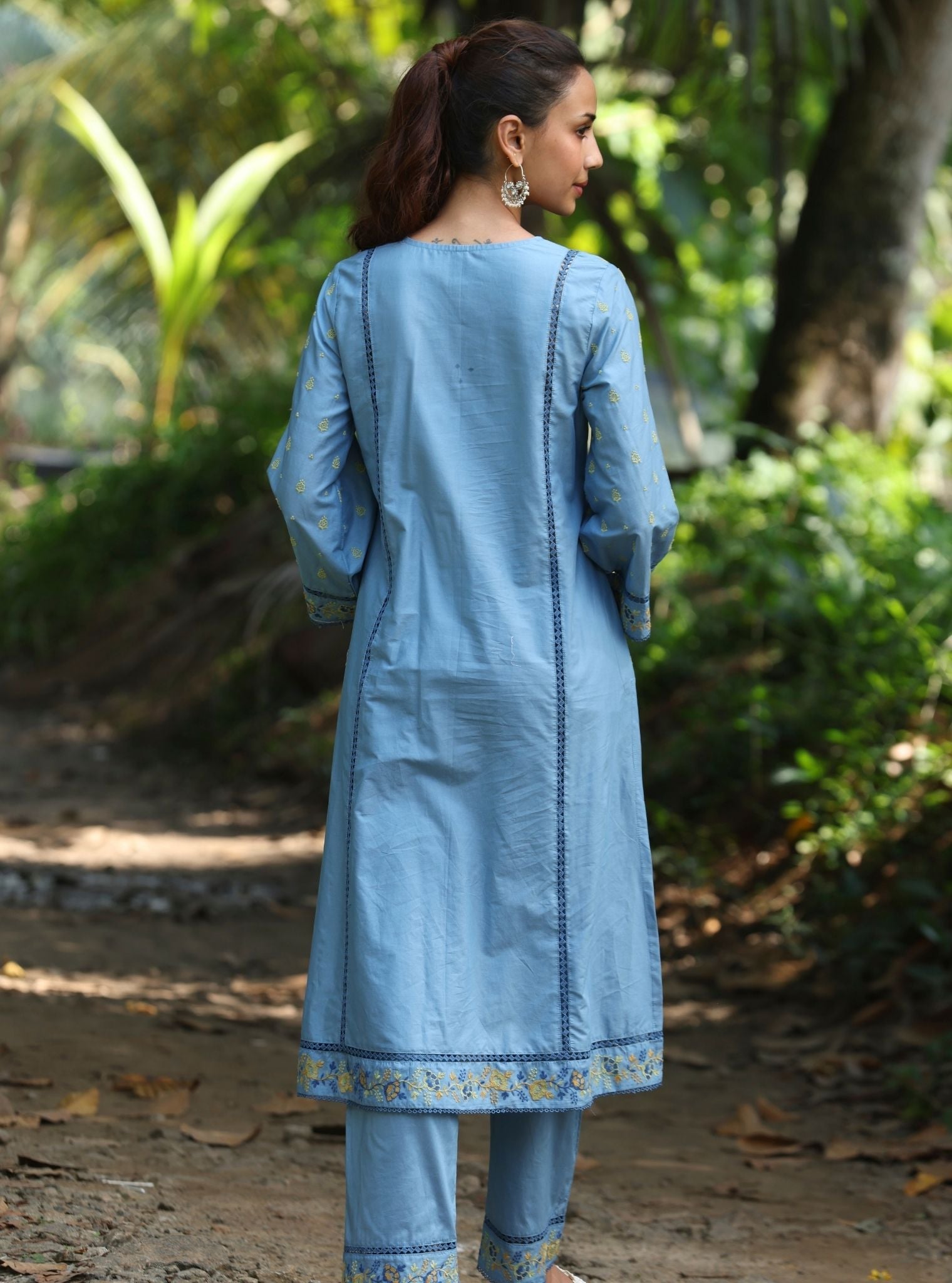 Shira Supima Cotton Blue Anarkali Kurta Set