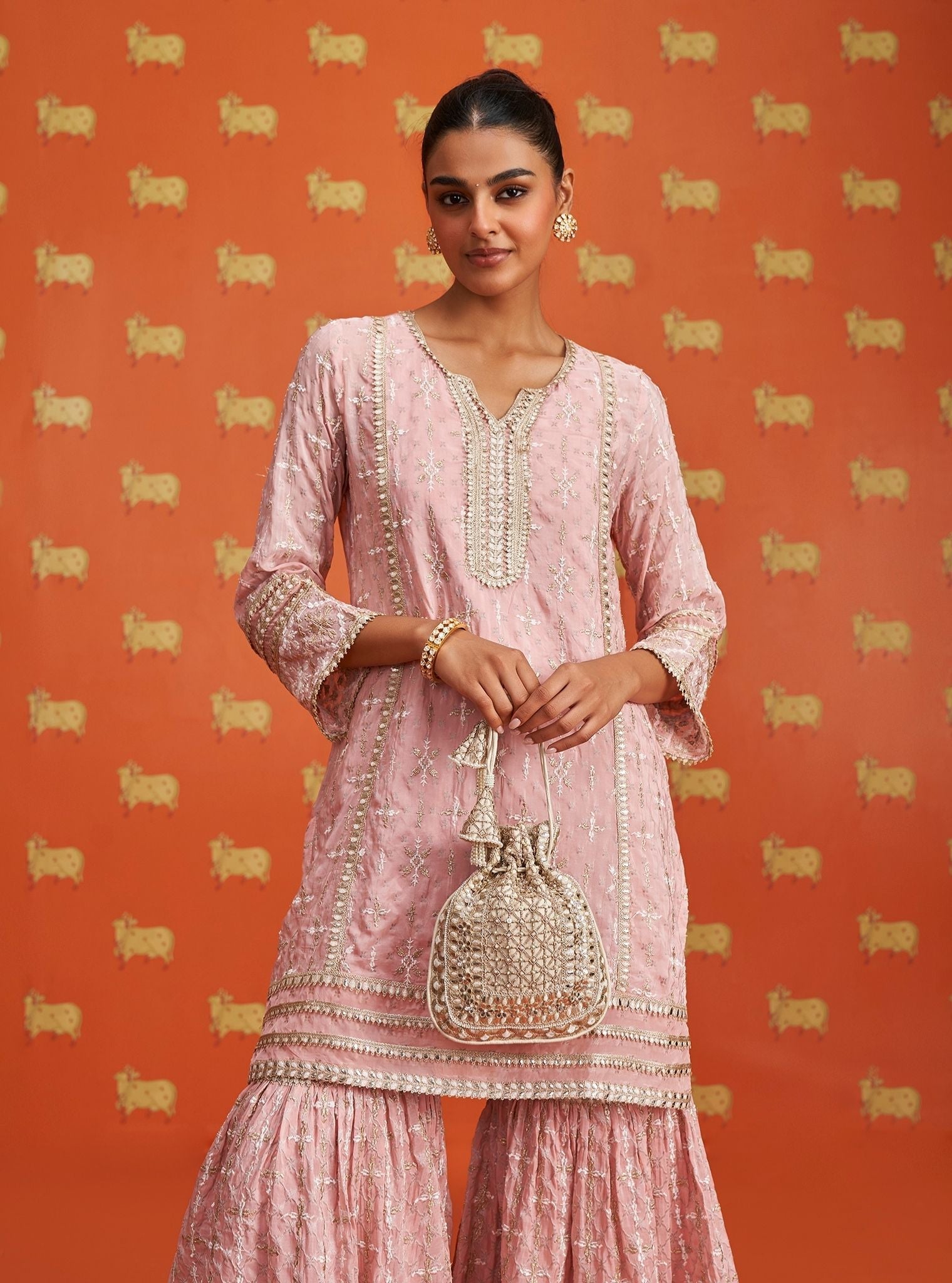 Mehreen Banarsi Pink Kurta Set