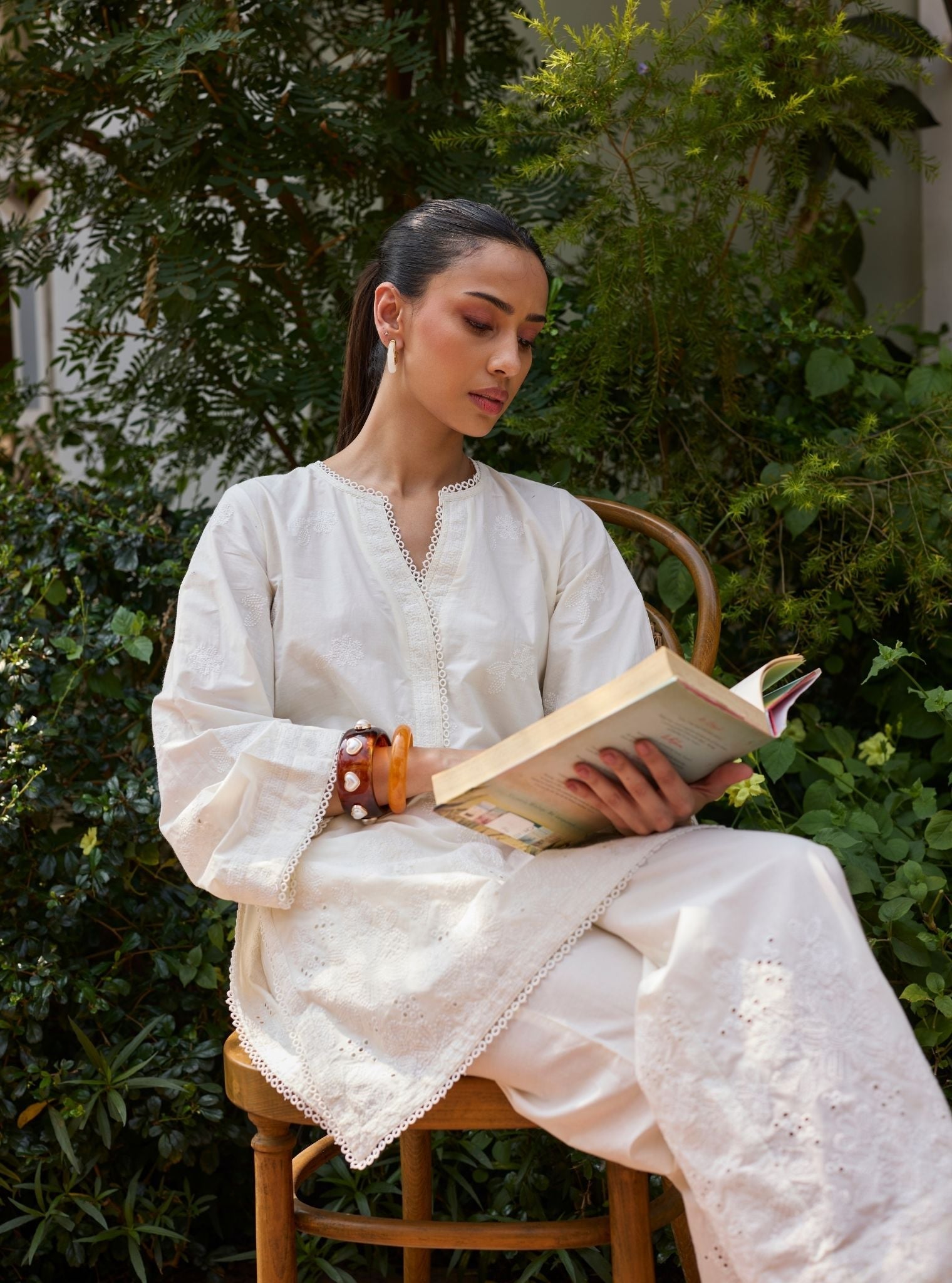 Kalani Supima Cotton Off White Top Set
