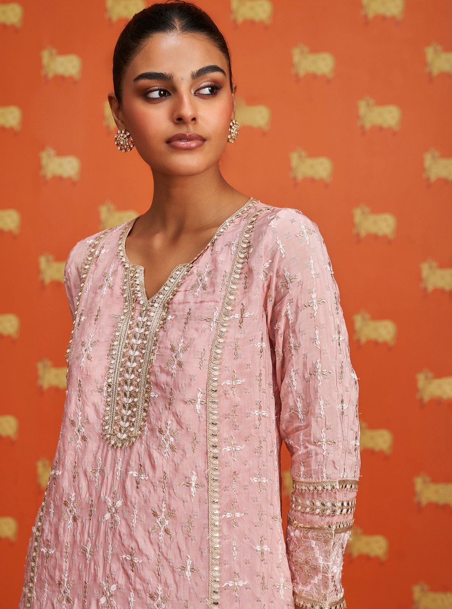 Mehreen Banarsi Pink Kurta Set