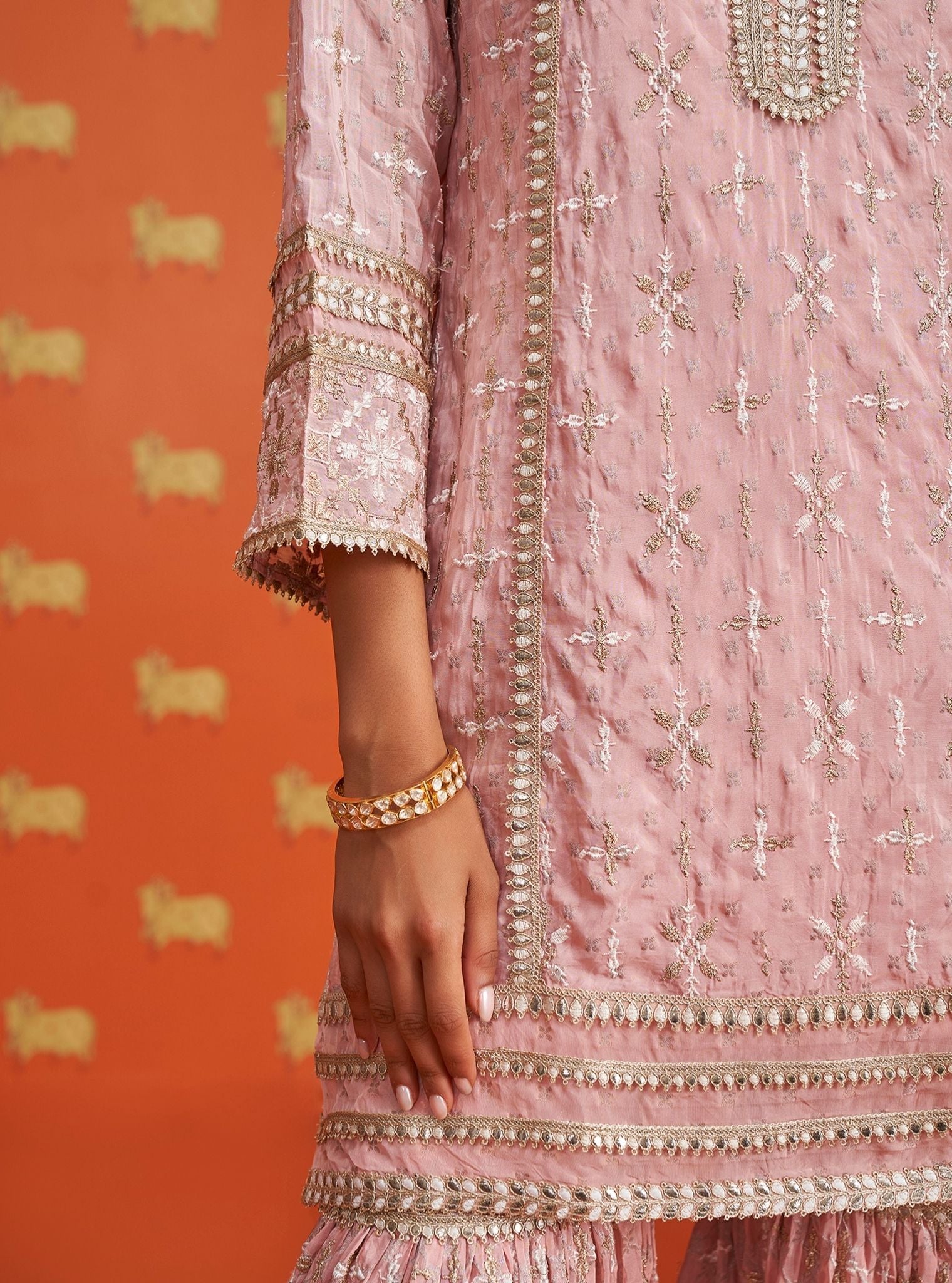 Mehreen Banarsi Pink Kurta Set