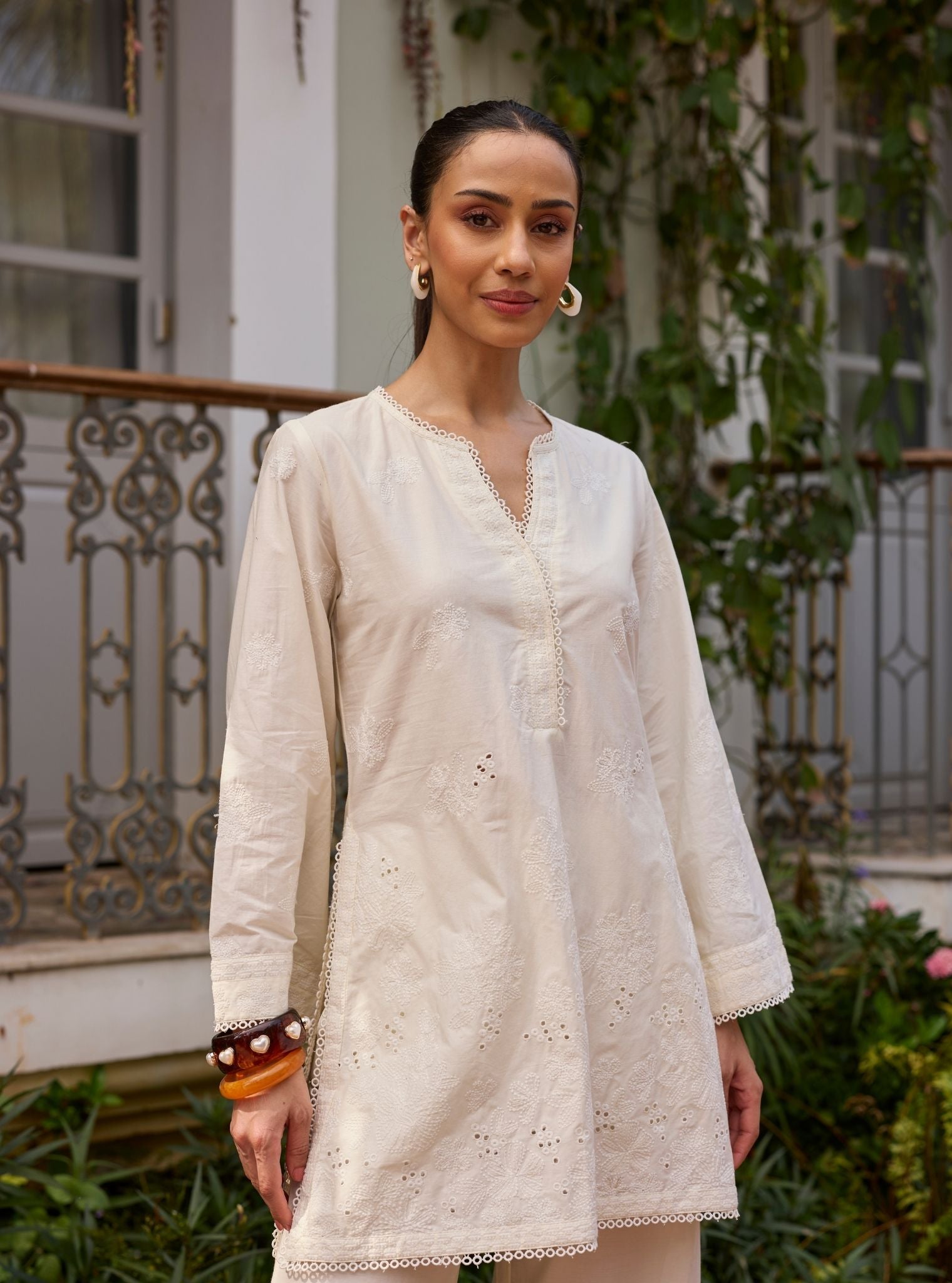 Kalani Supima Cotton Off White Top Set