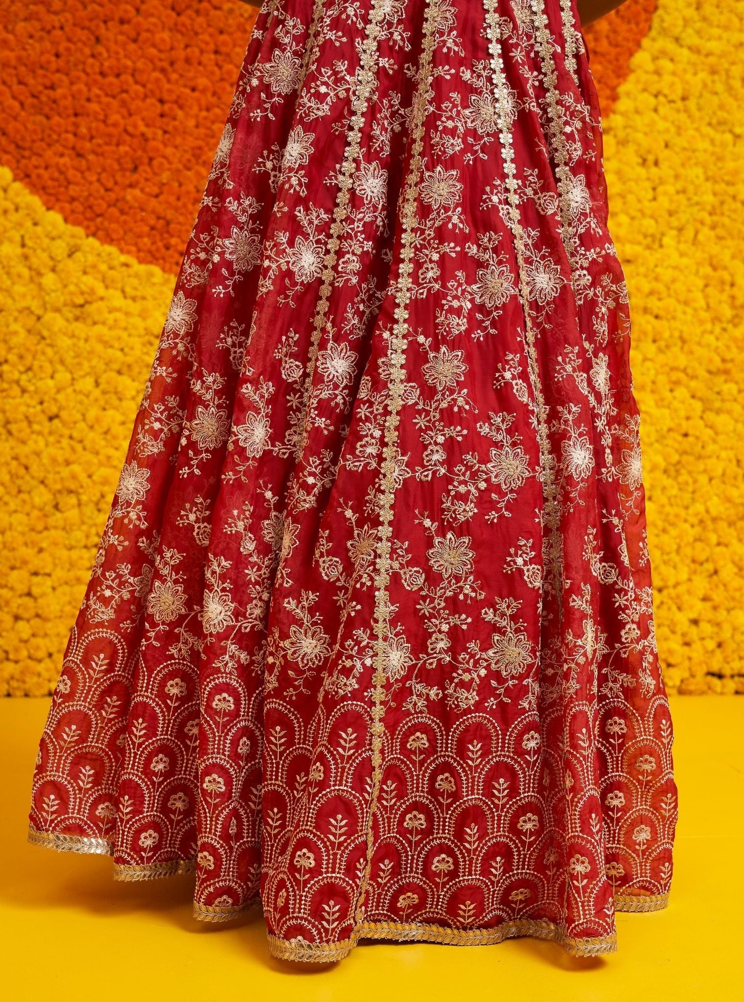 Saiyaara Organza Red Lehenga