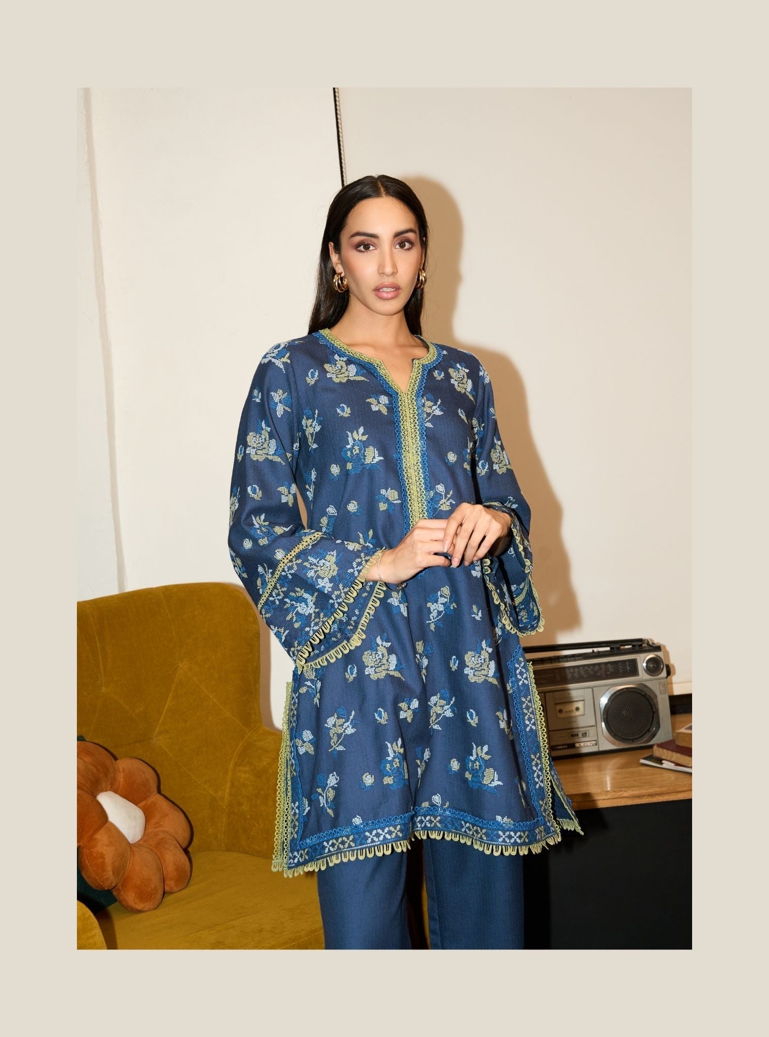 Lottie Wool Navy Kurta Set