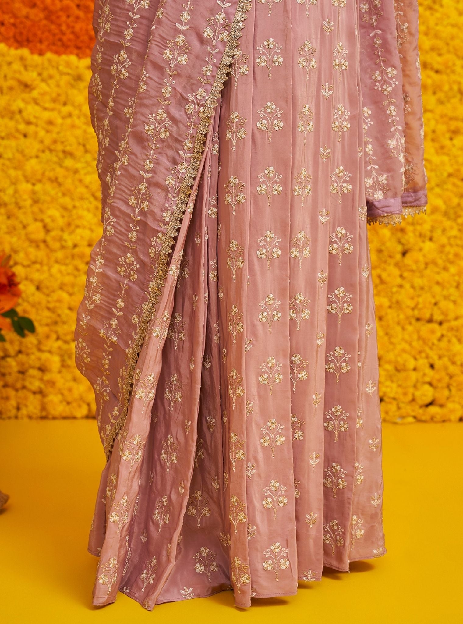 Sohneya Organza + Crepe Lilac Saree