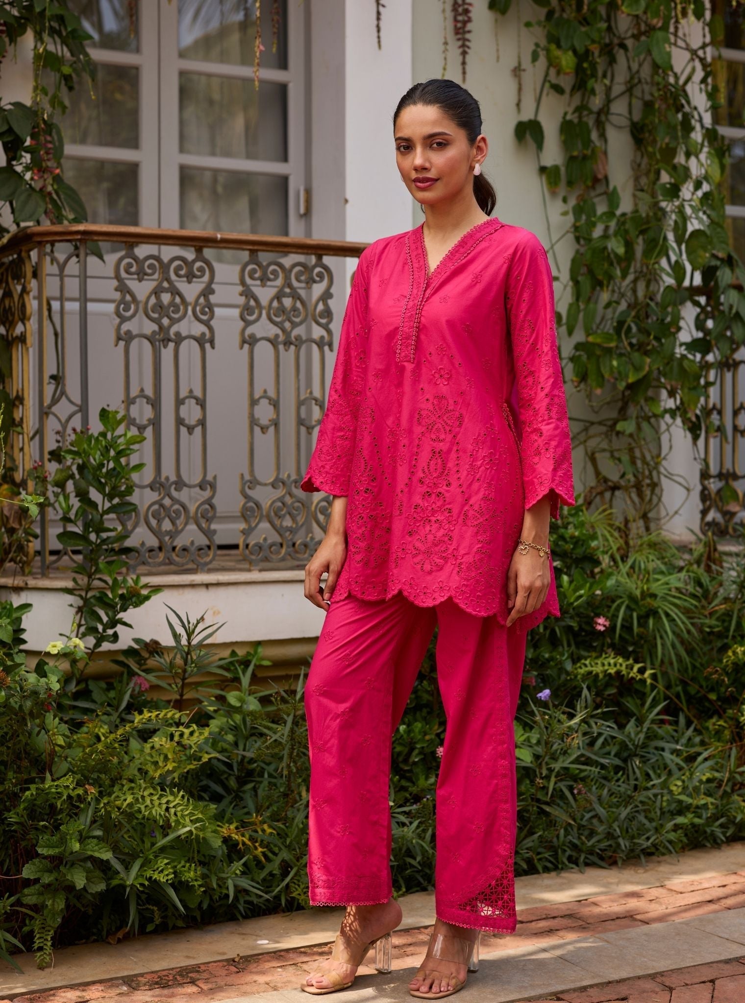 Ishara Supima Cotton Fuschia Top Set