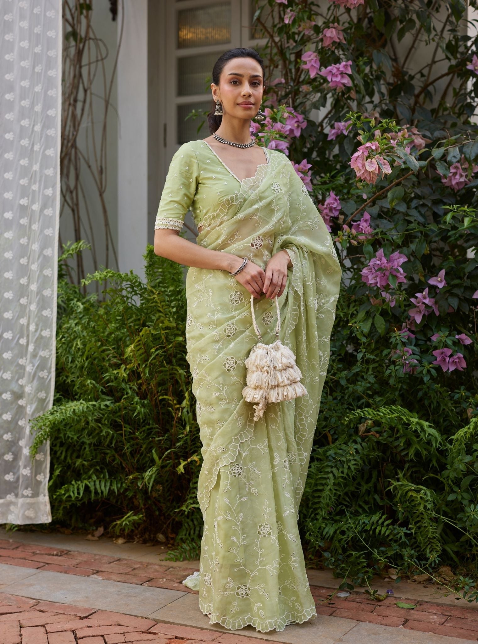 Roro Organza Green Saree