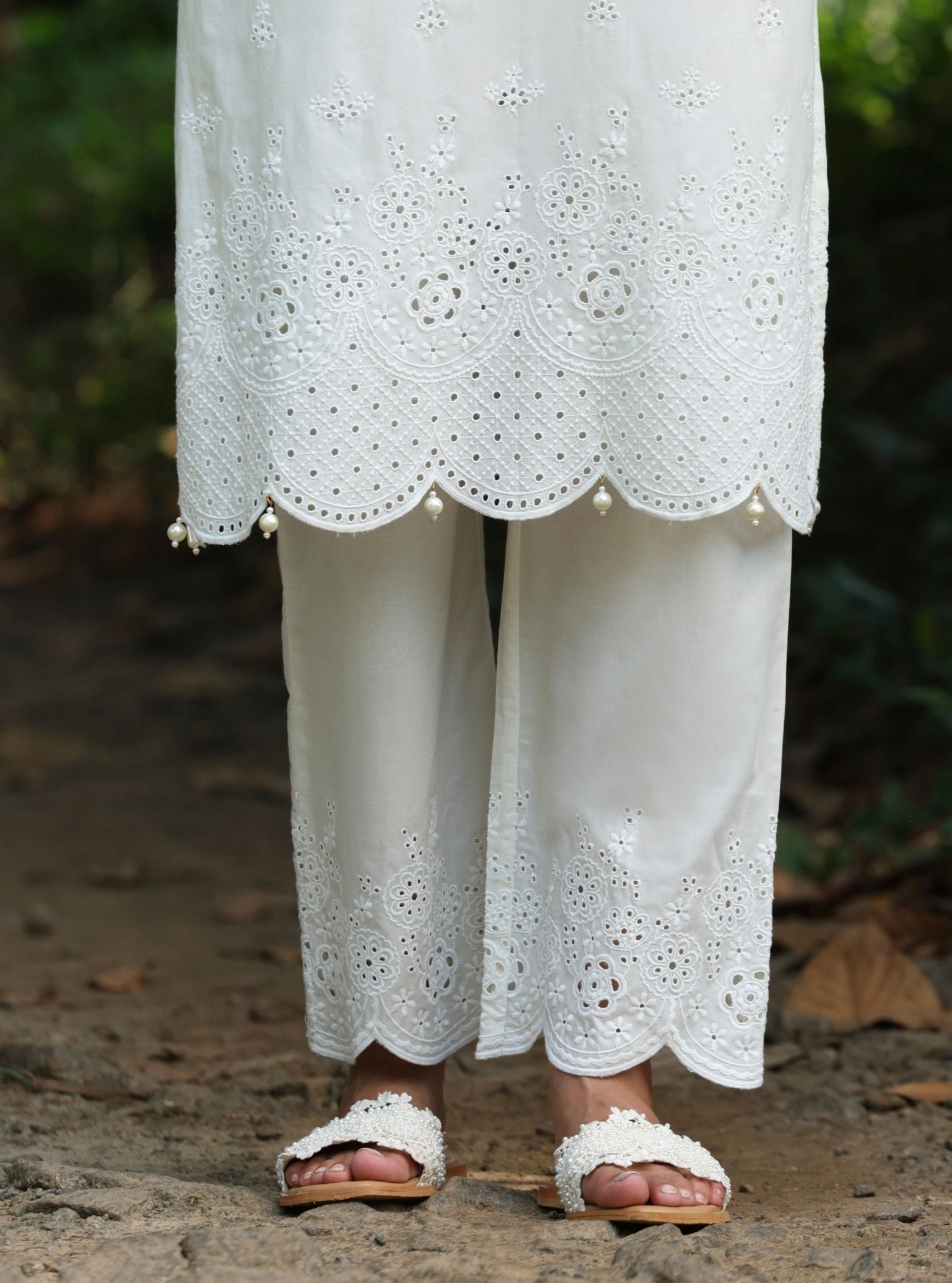 Kora Supima Cotton White Kurta Set