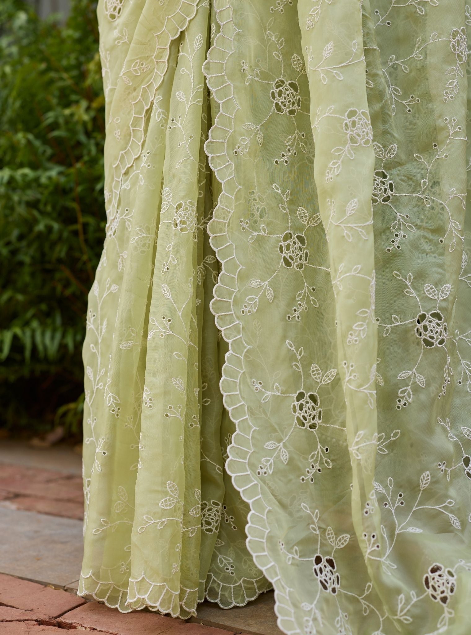 Roro Organza Green Saree