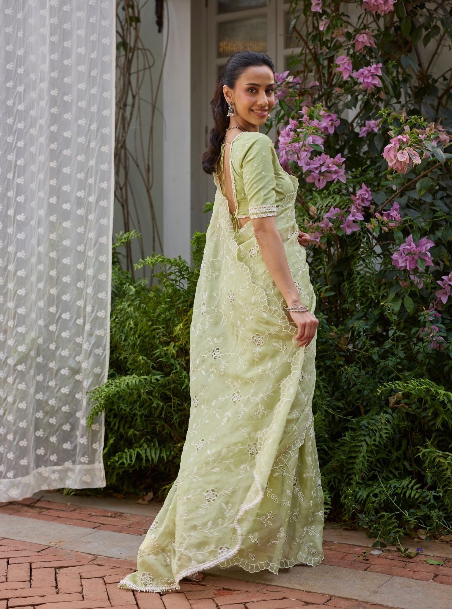 Roro Organza Green Saree