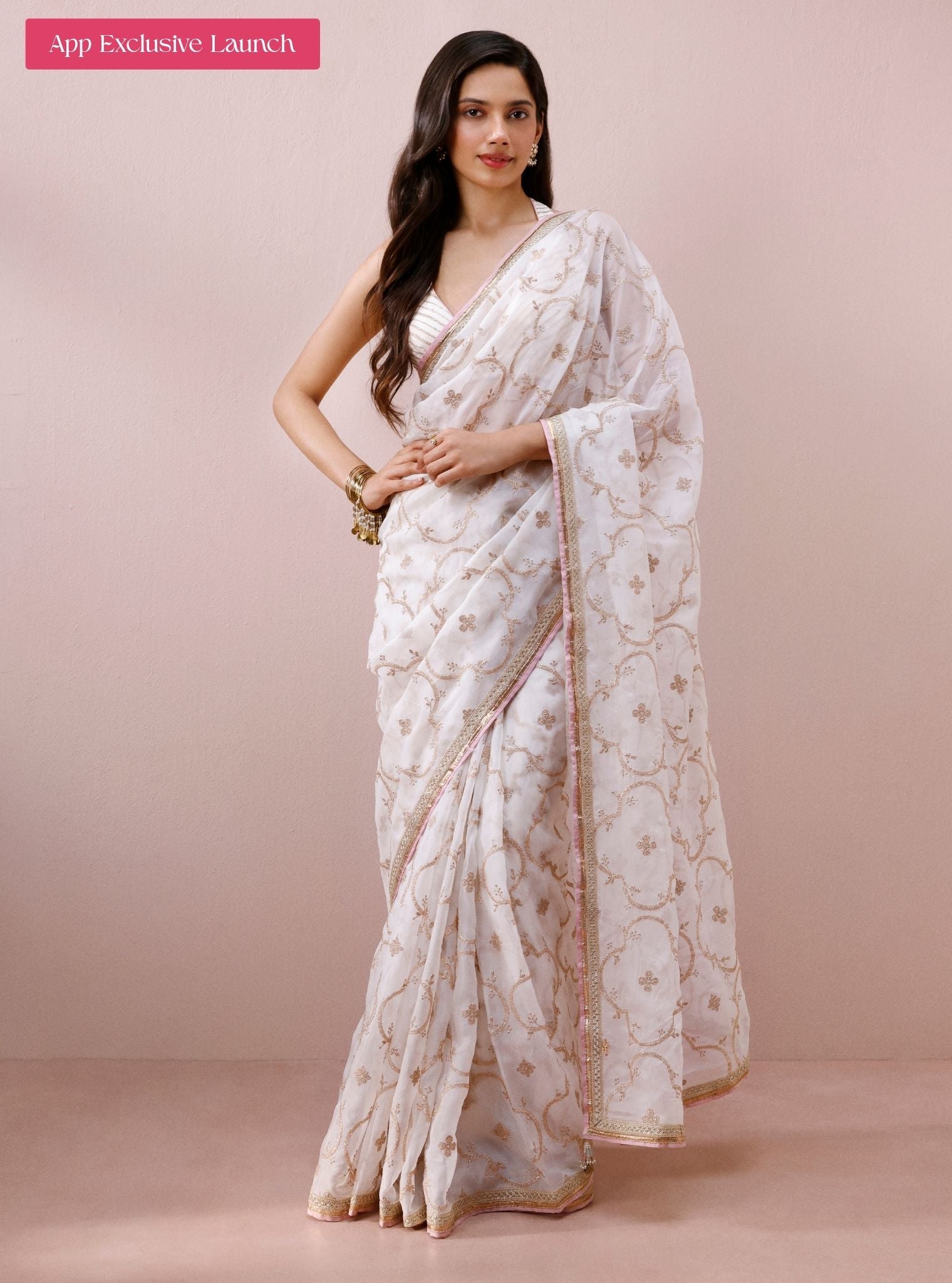 Eshna Organza Off White Saree