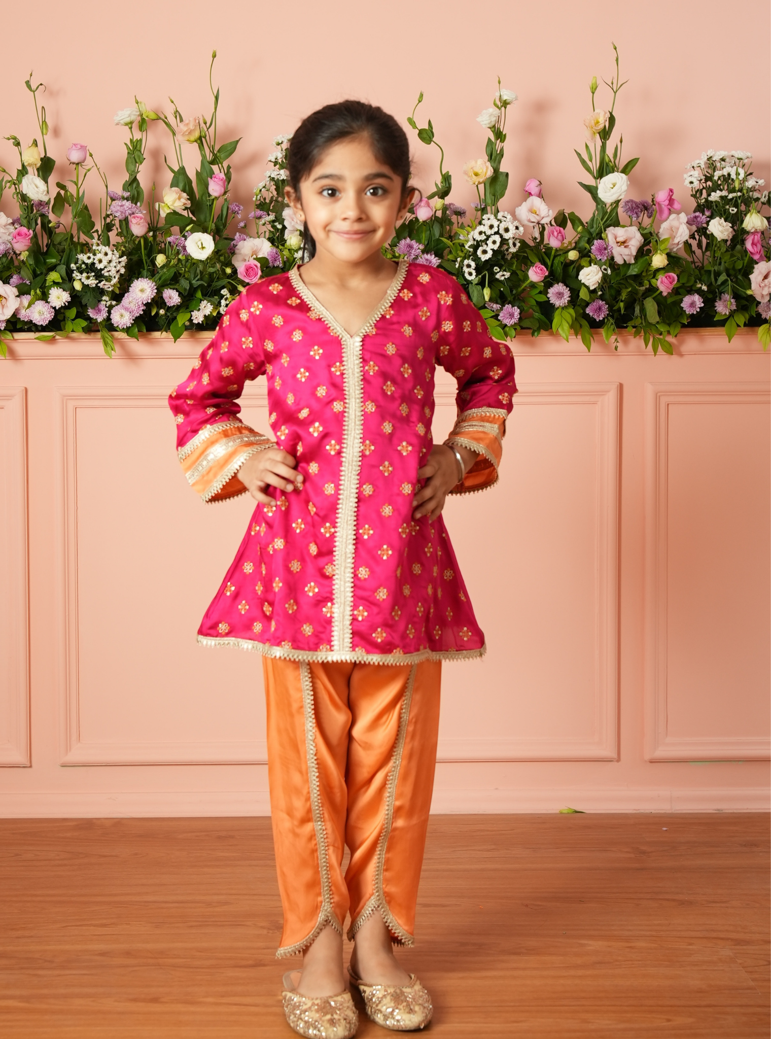 Tazmin Bemberg Satin Fuschia Kurta Set