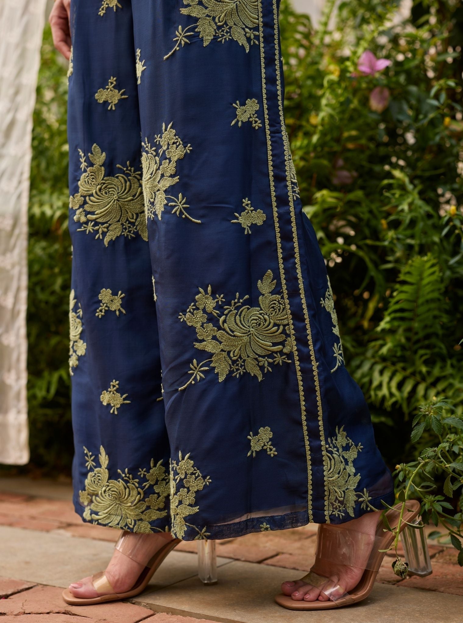 Suhaani Organza Navy Top Set