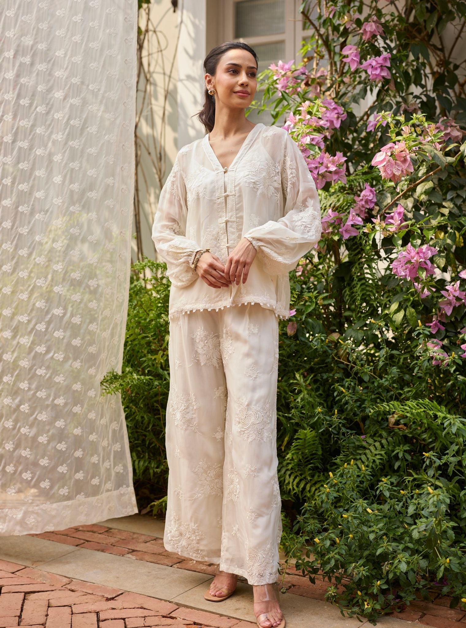 Suhaani Organza Off White Top Set