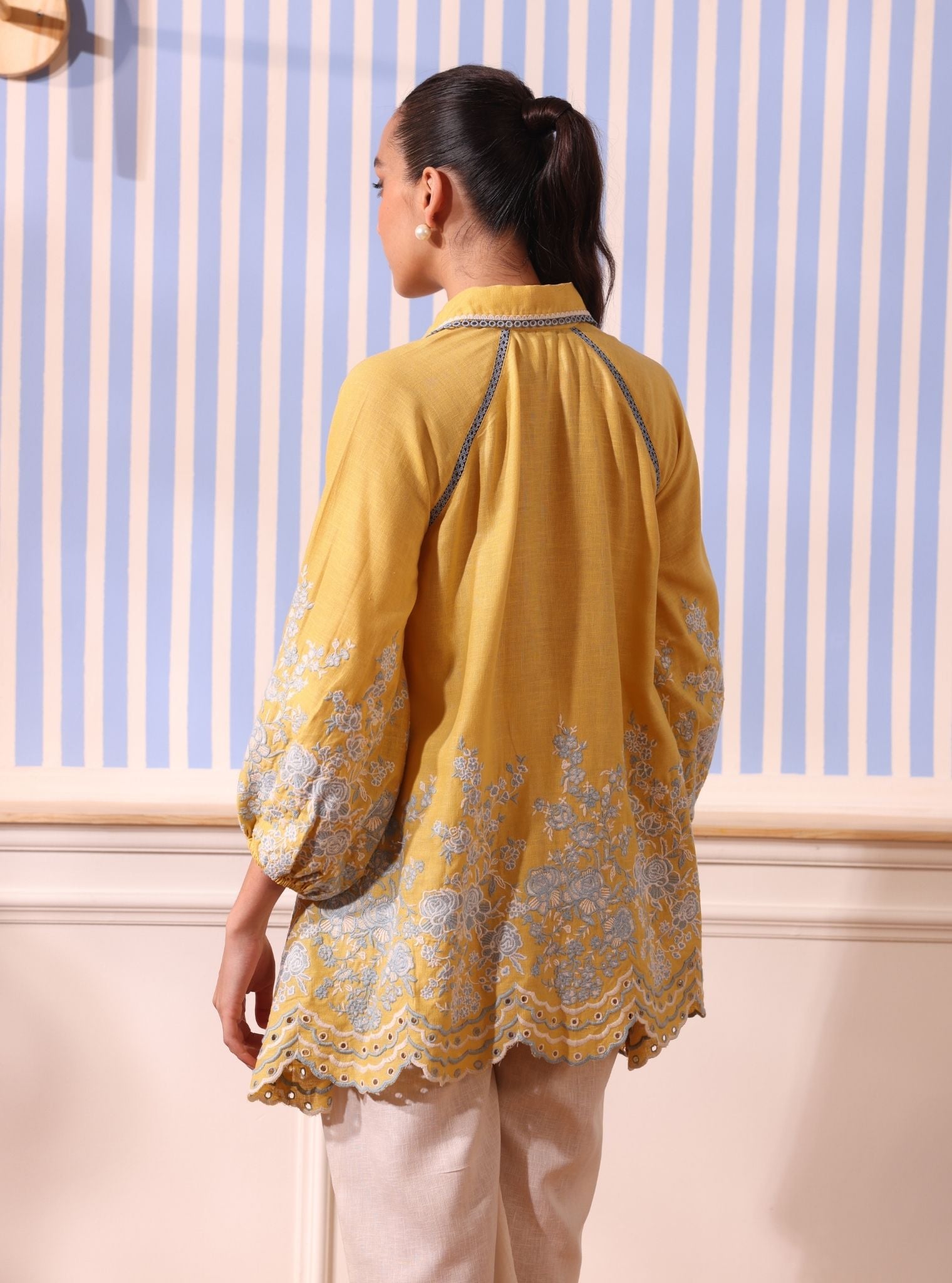 Mulmul Linen Paloma Yellow Shirt