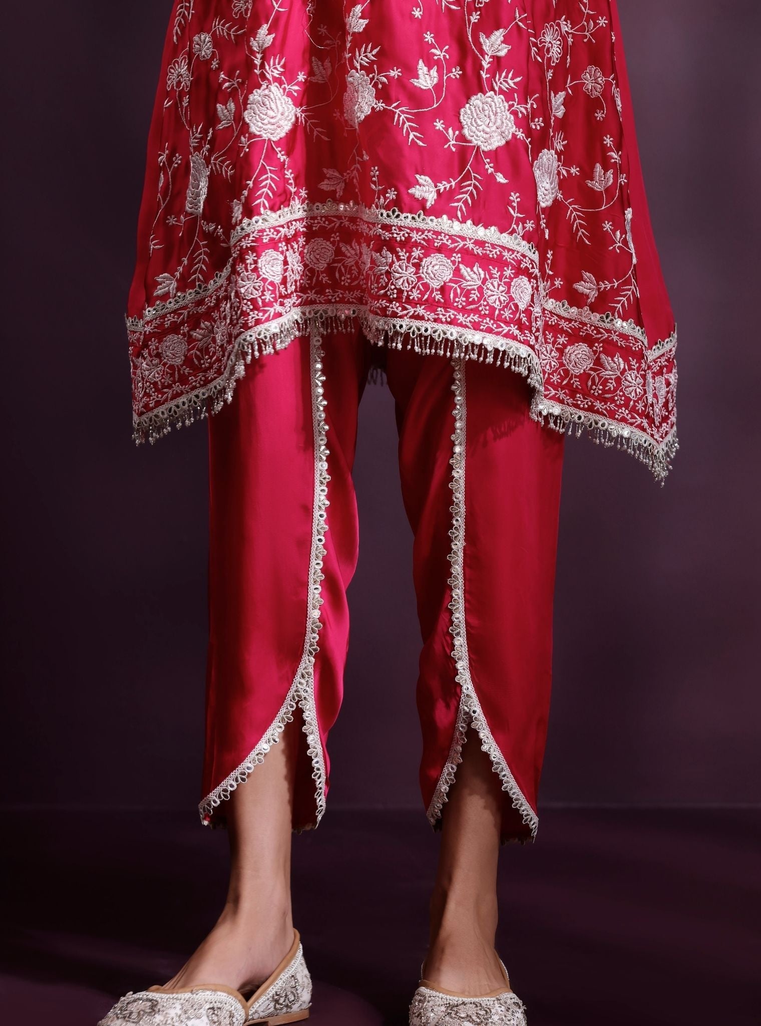 Sanae Cupro Satin Fuschia Kurta Set