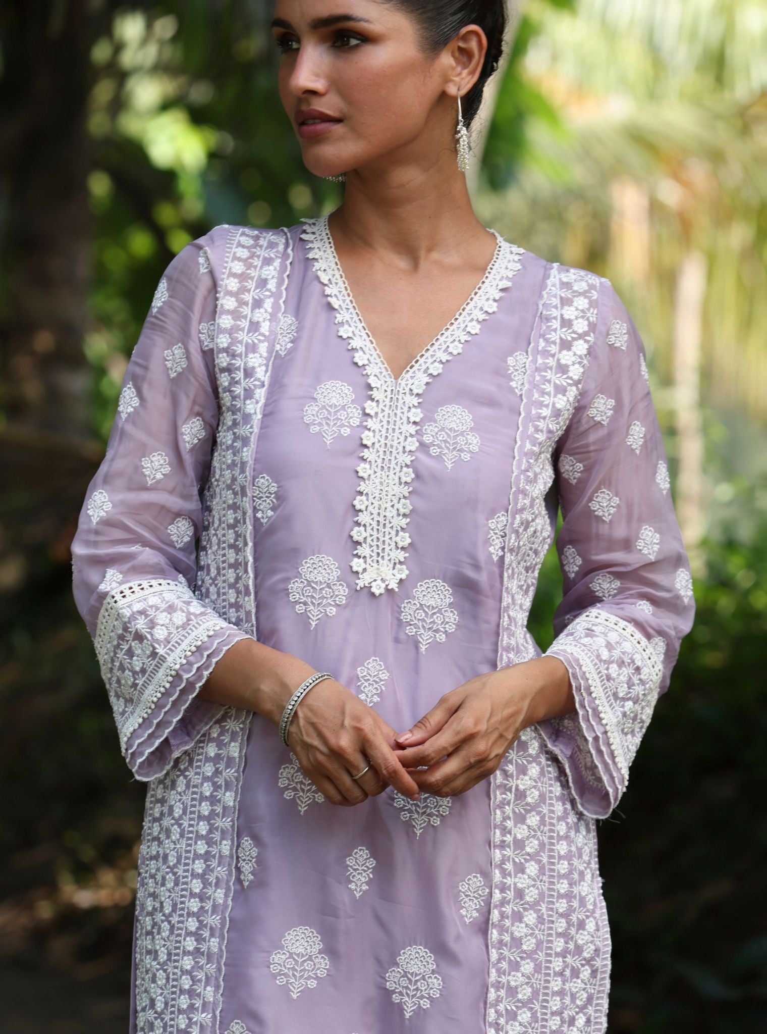 Kari Organza Lavender Kurta Set