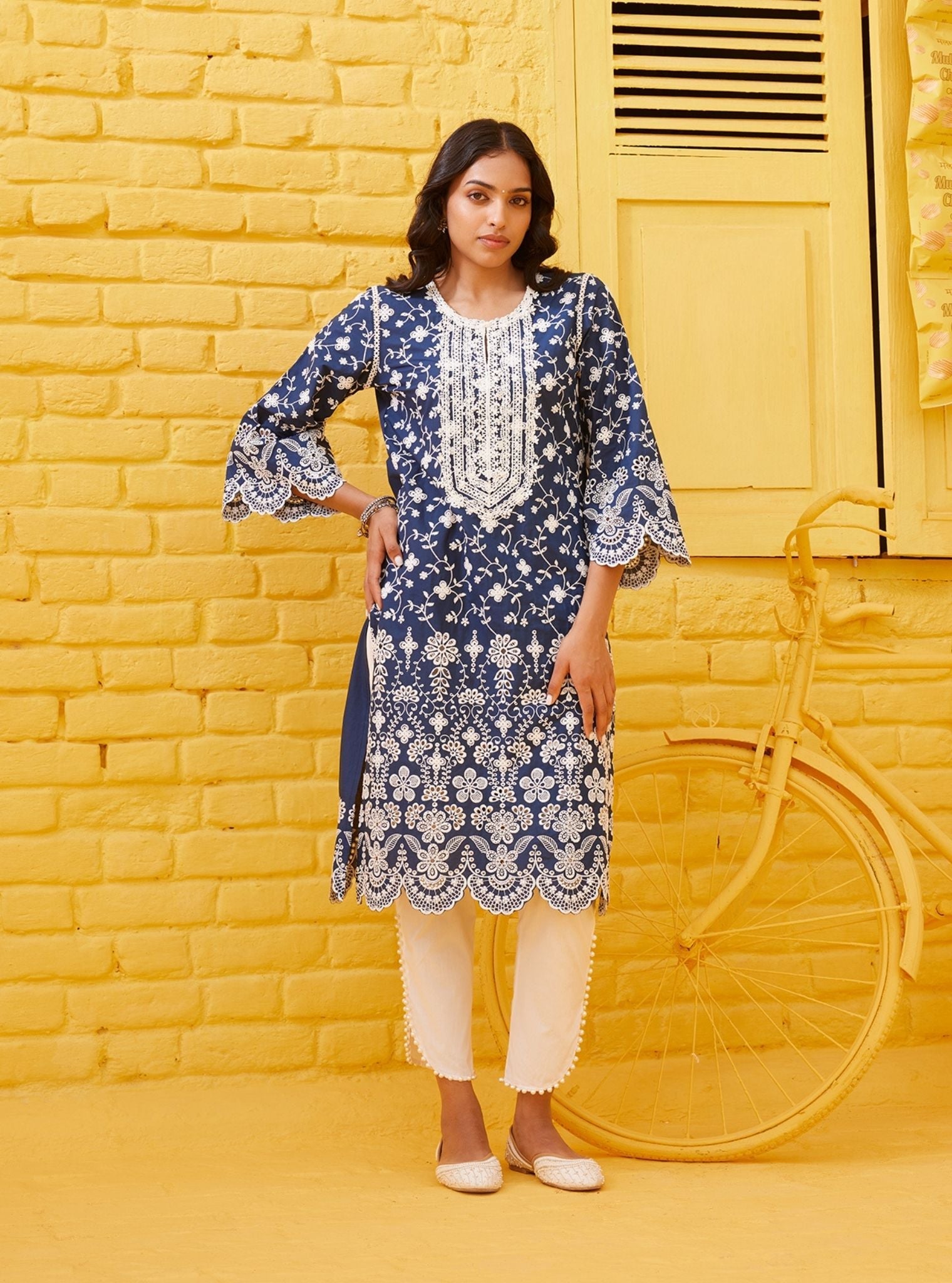 Gauri Supima Cotton Navy Kurta Set