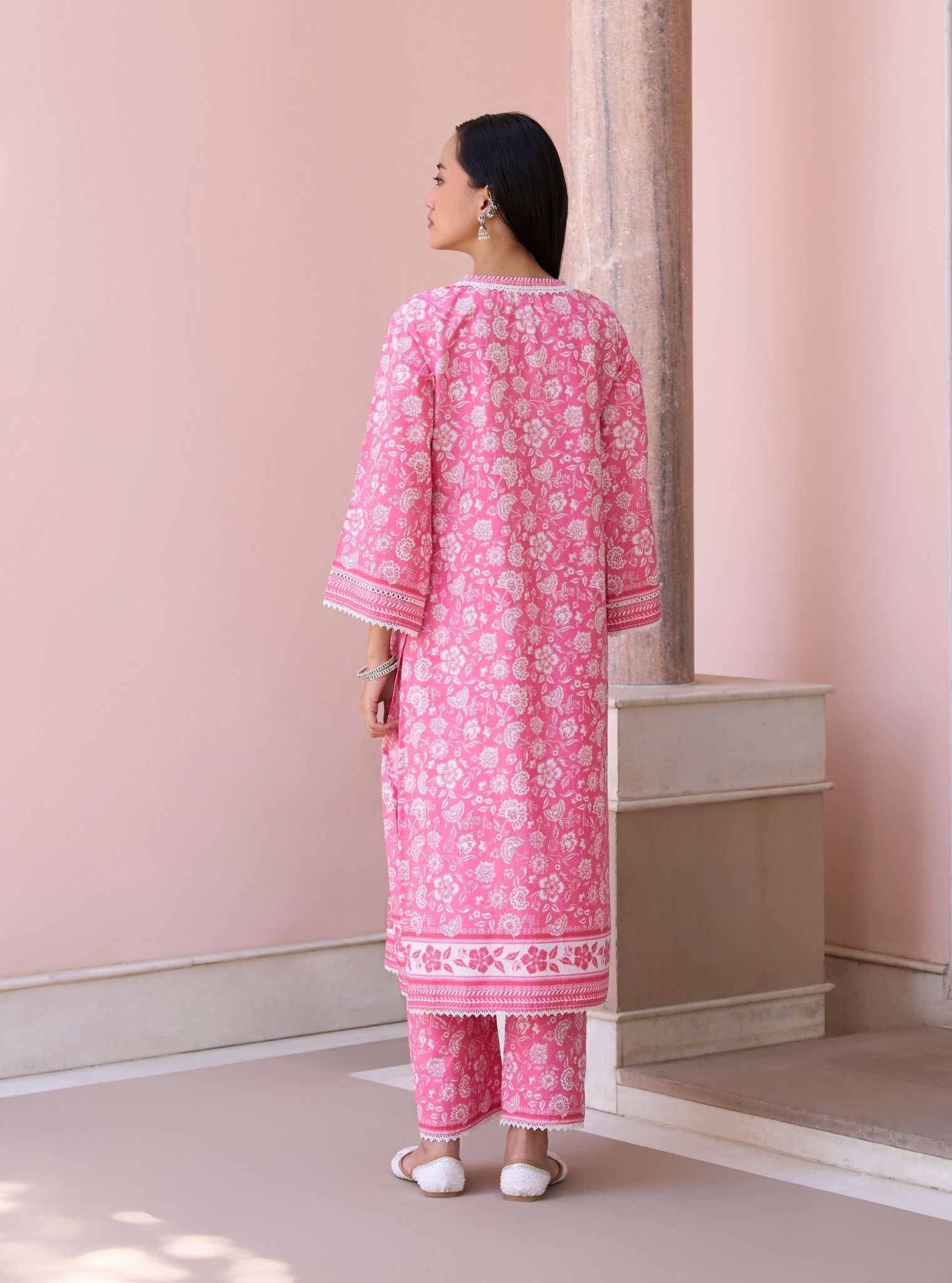 Rosabelle Rani Pink Mulmul Cotton Kurta Set