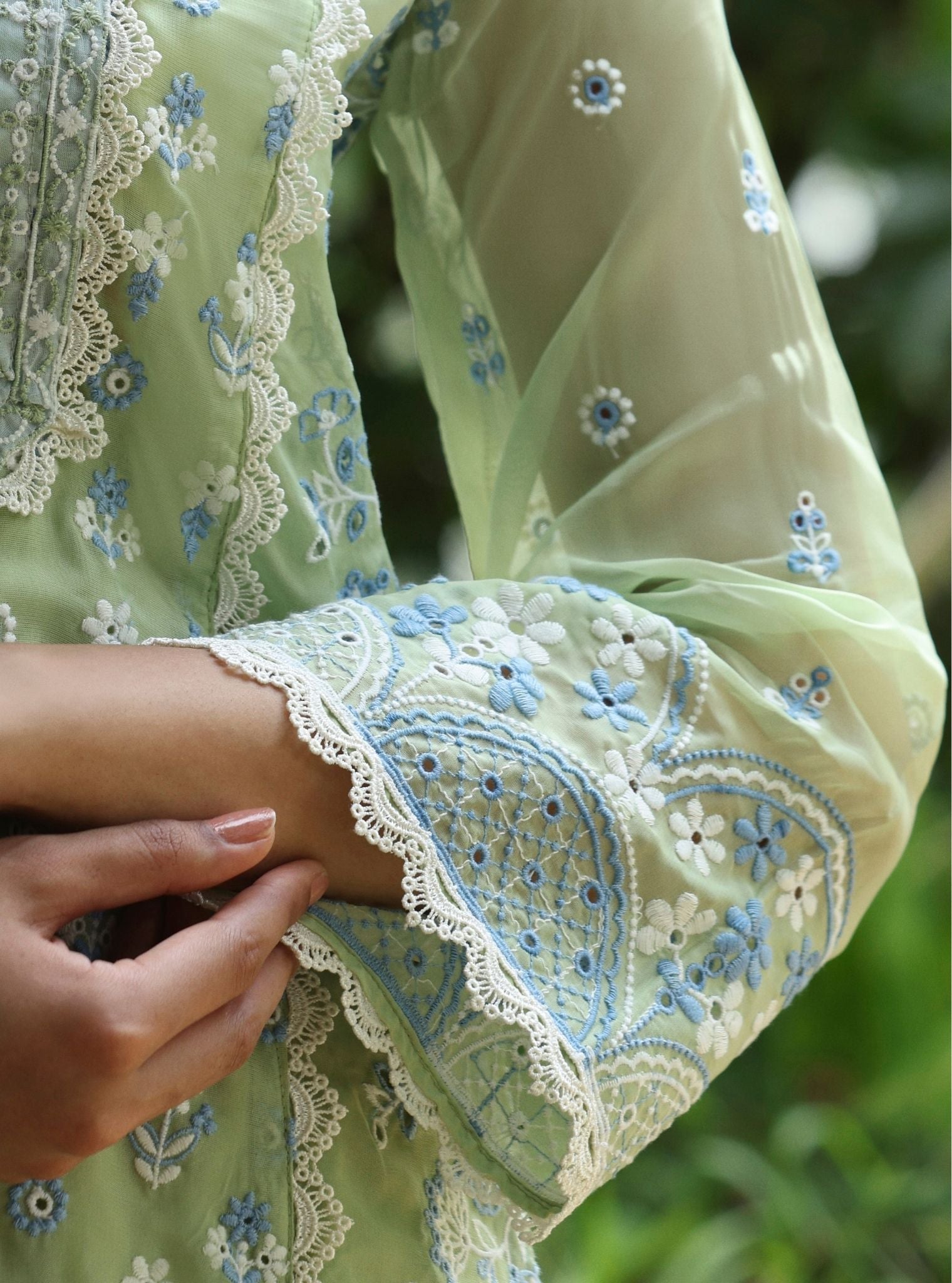 Kovalam Organza Green Kurta Set