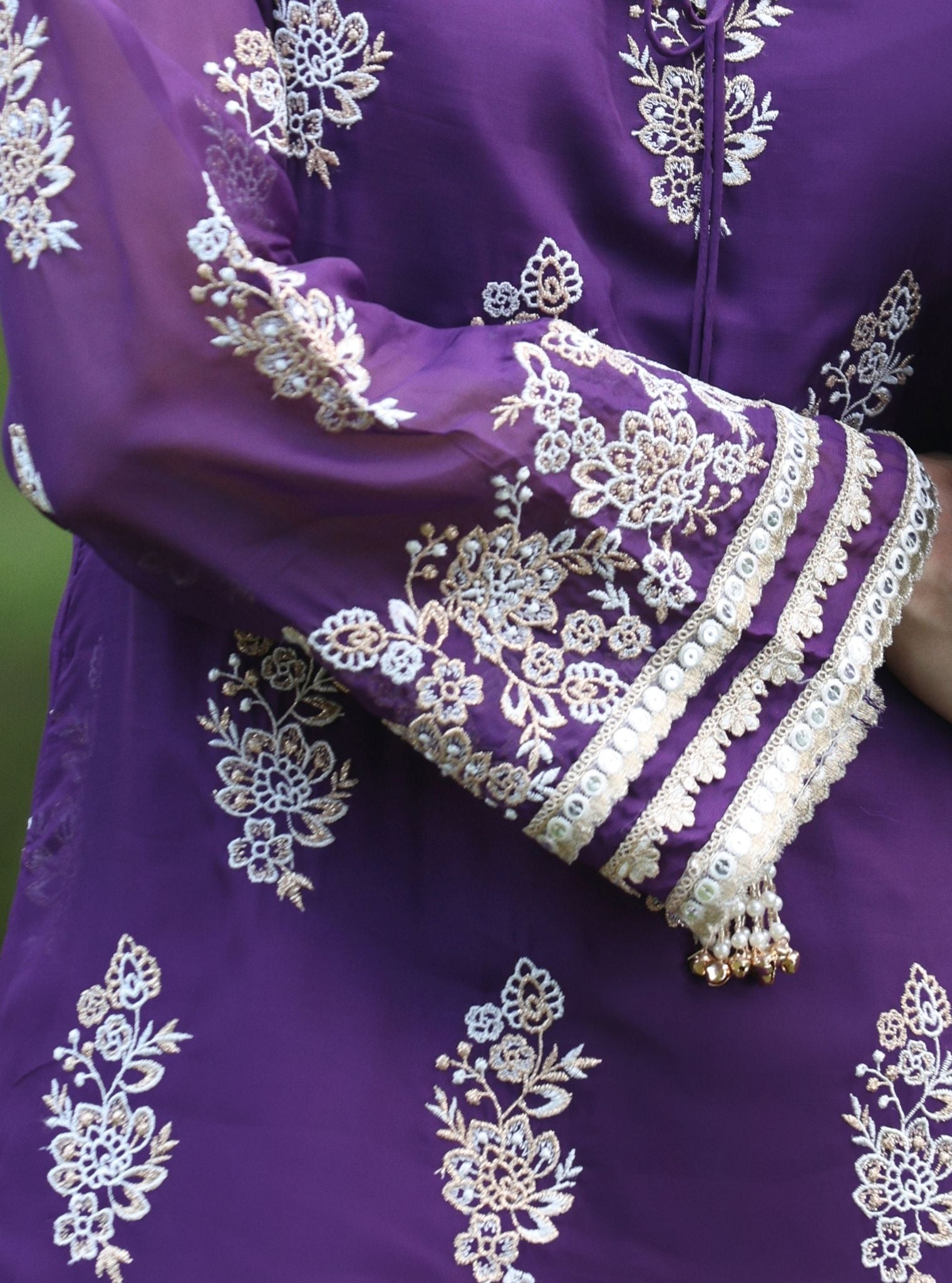Khwab Organza Purple Kurta Set