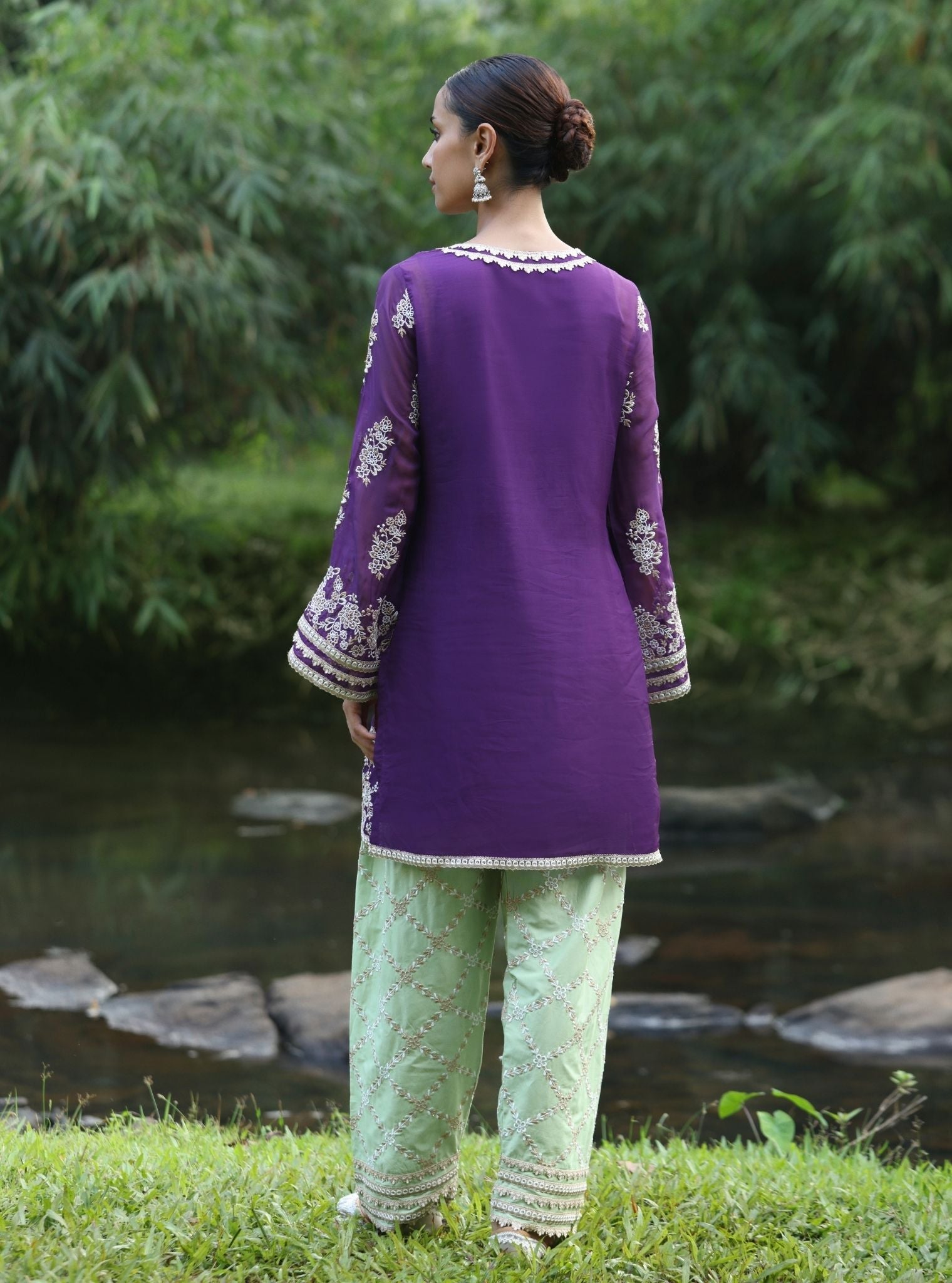 Khwab Organza Purple Kurta Set
