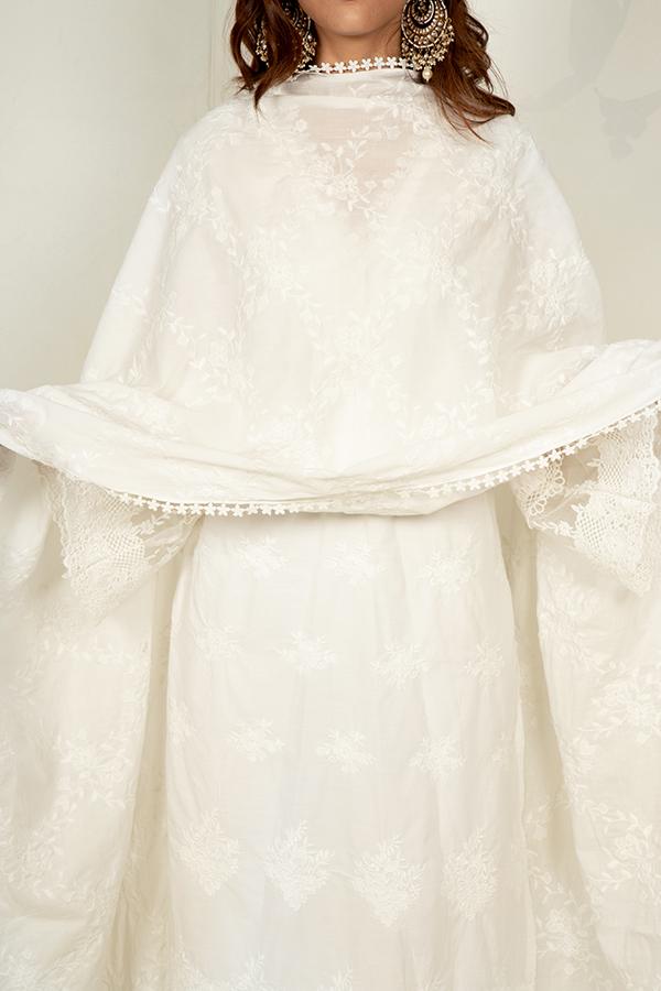 Petunia Supima Cotton White Kurta Set