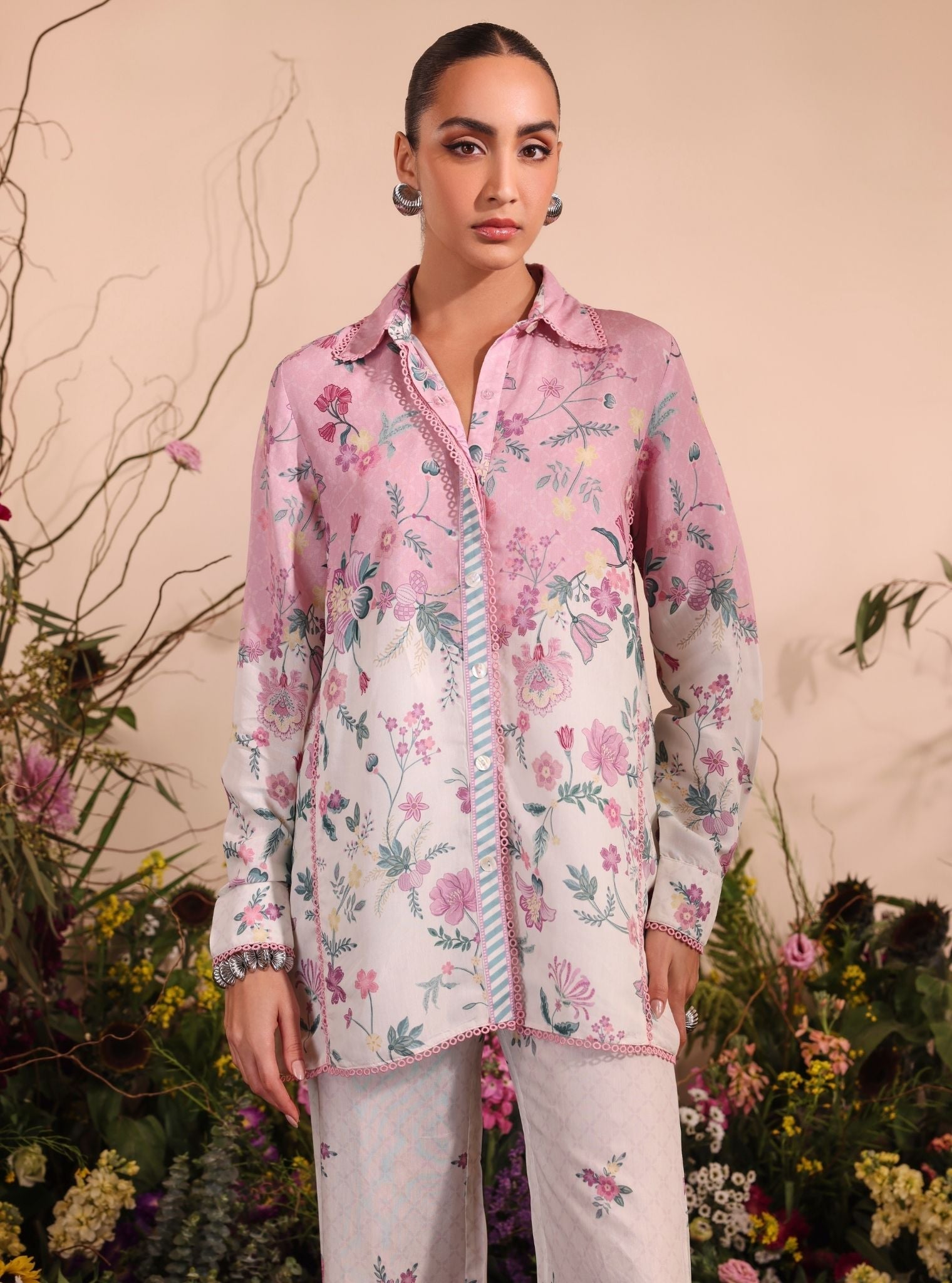 Mulmul Lawn Printed Oona Pink Shirt With Mulmul Lawn Printed Oona Pink Pant