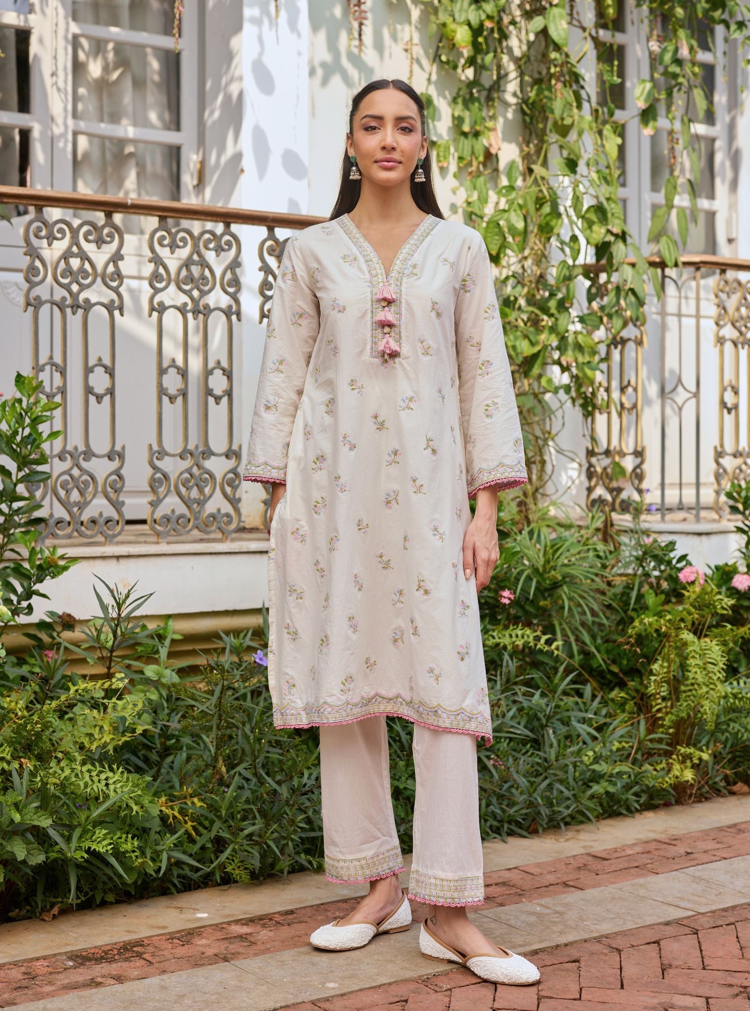 Airaani Supima Cotton Off-White Kurta Set