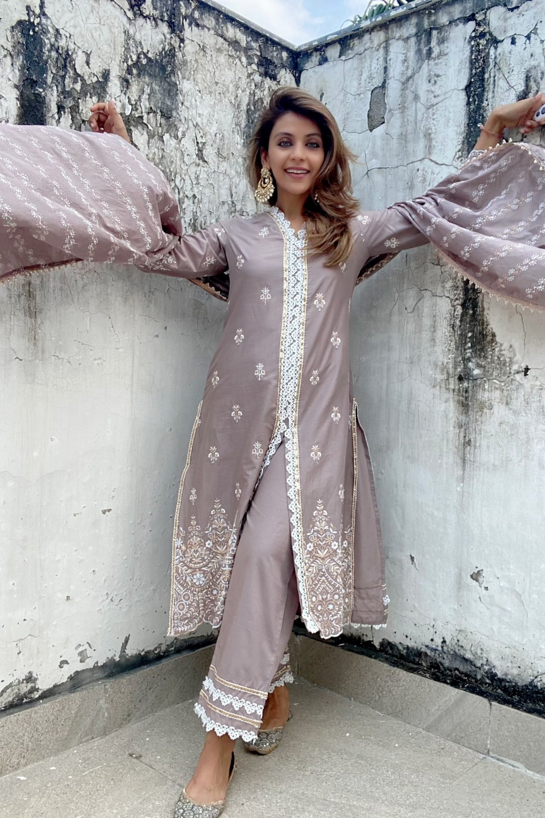 Swan Supima Cotton Grey Kurta Set