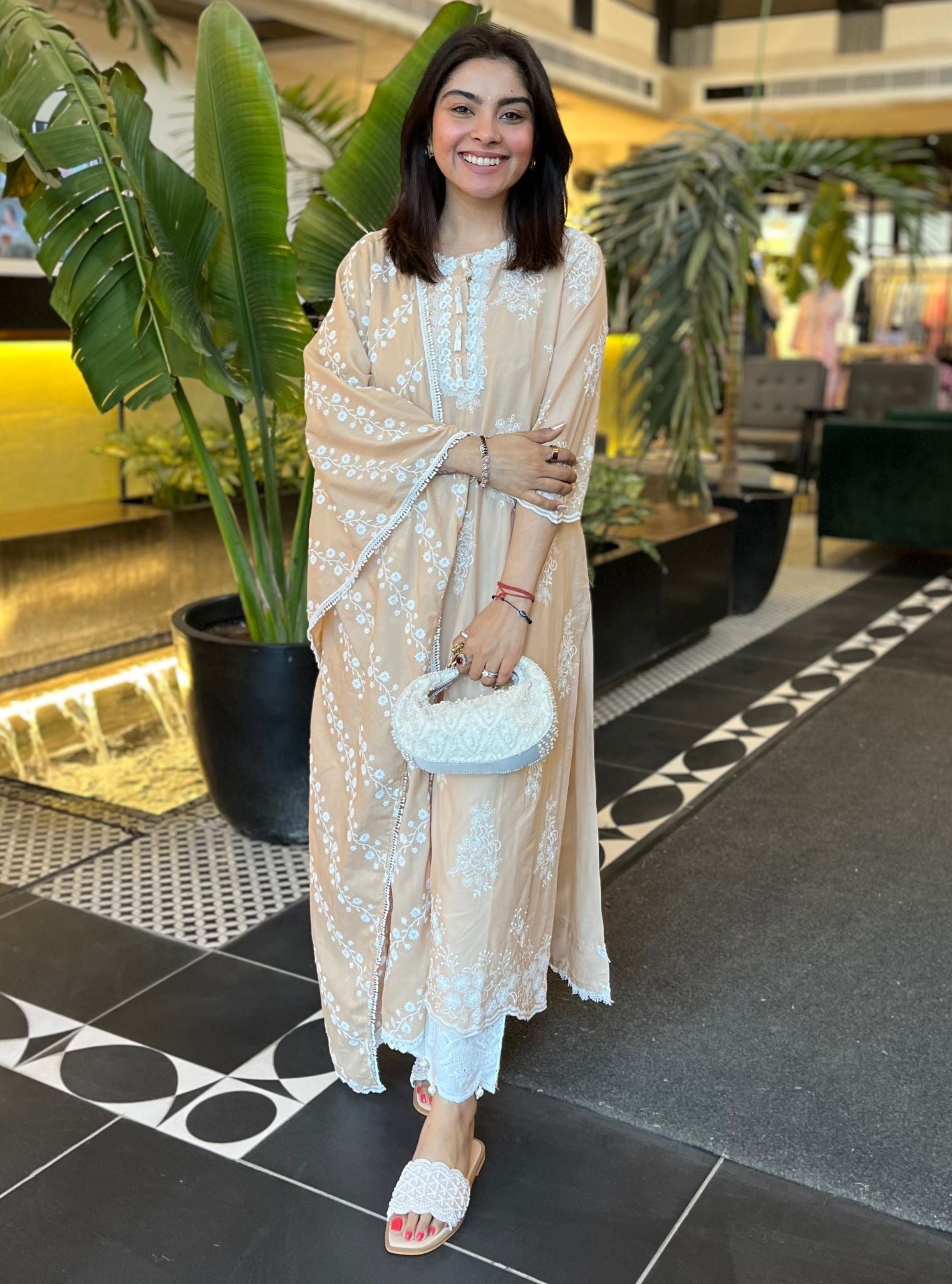 Perla Supima Cotton Beige Kurta With Revora Pant