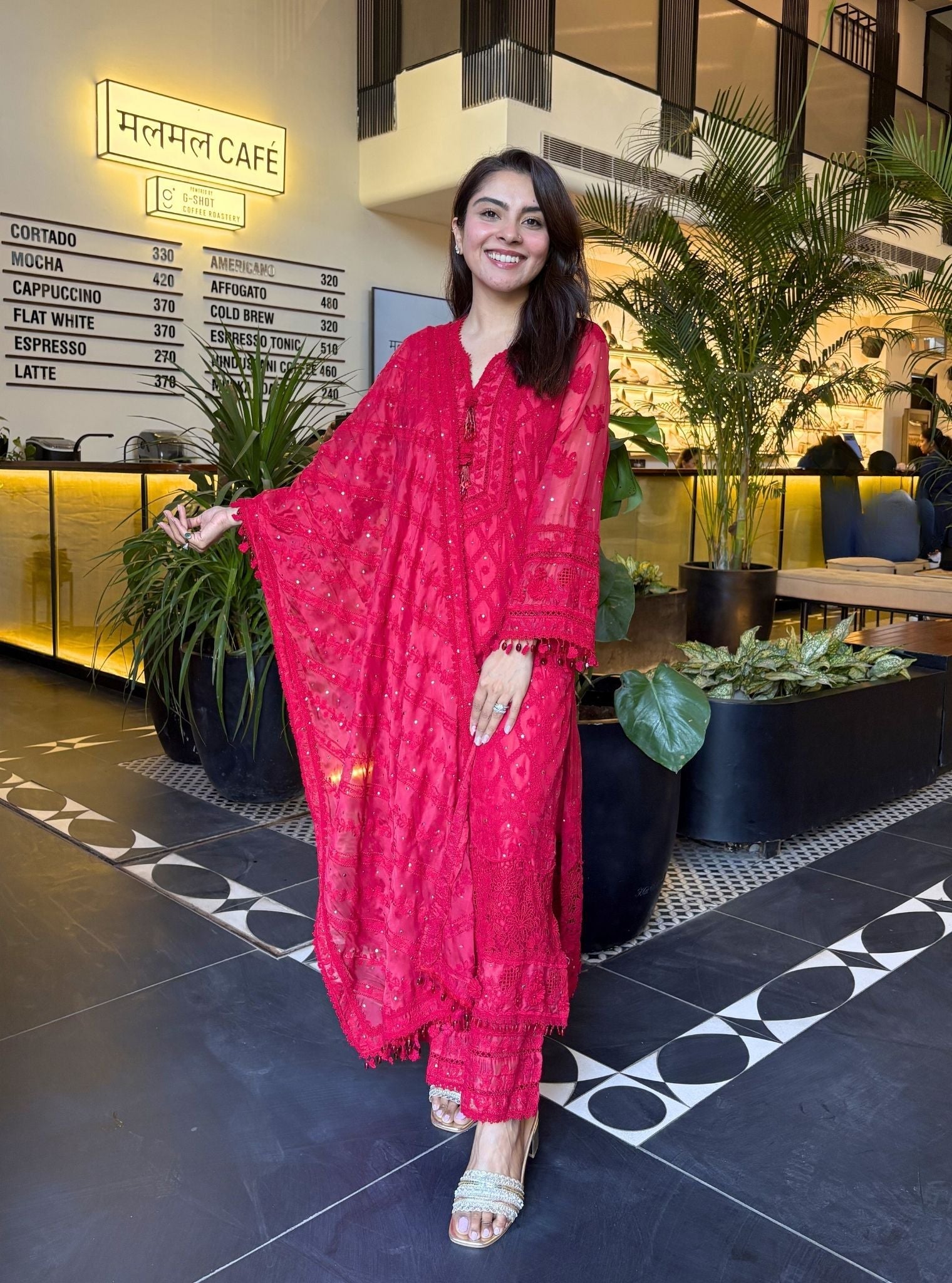 Itriya Organza Red Kurta Set