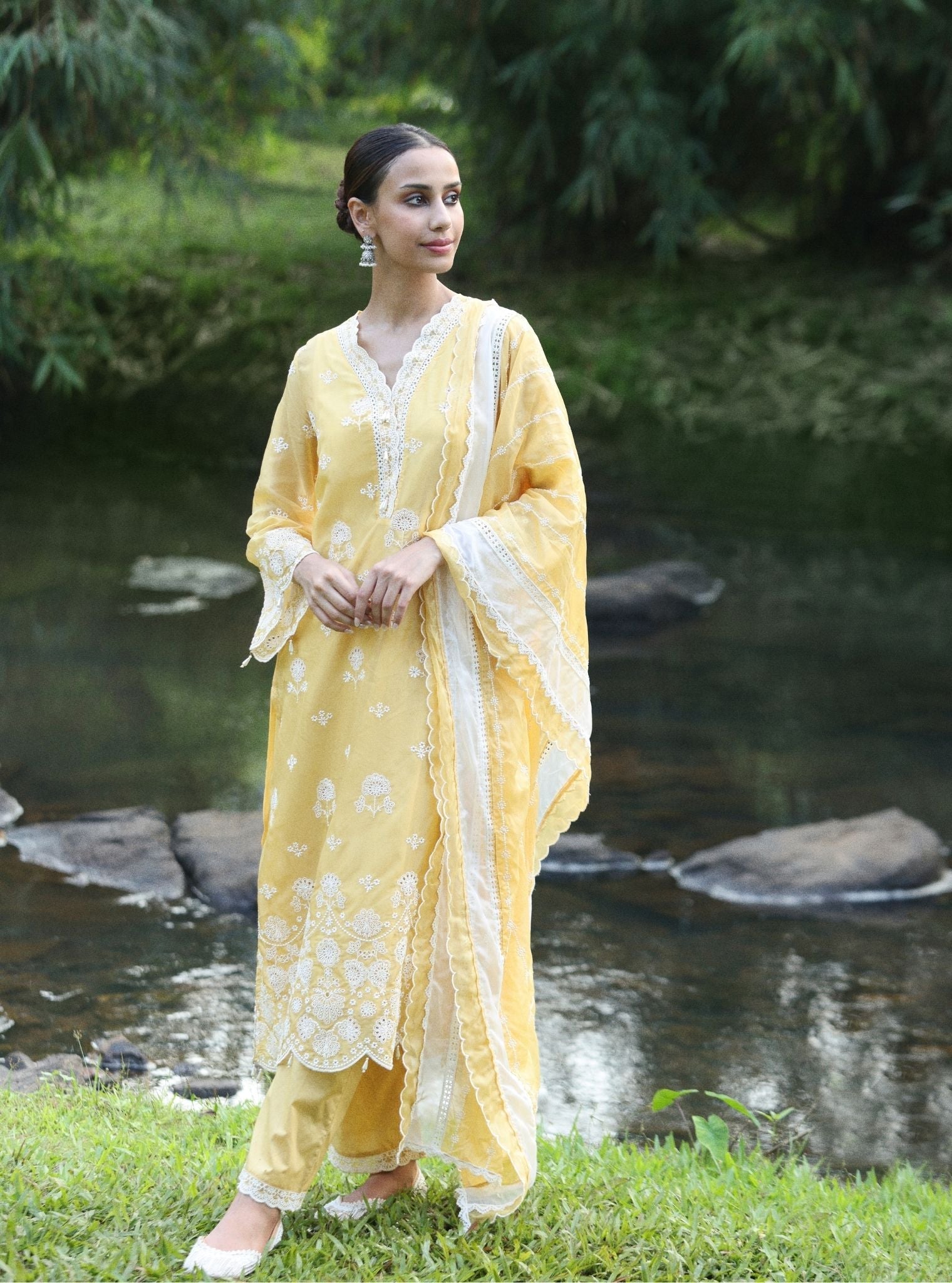 Kiyan Organza Yellow Kurta Set