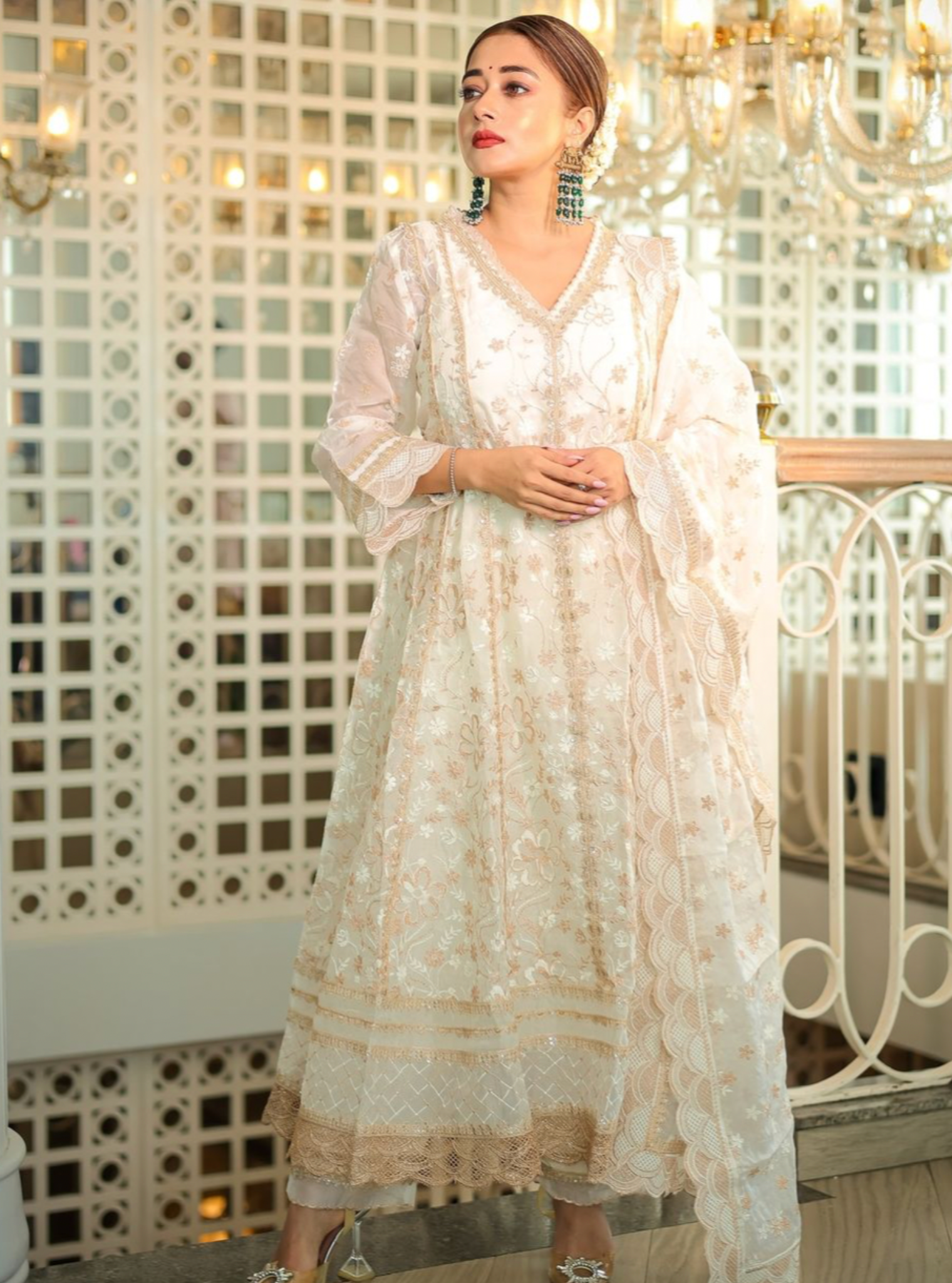 Sirikit Organza Off White Anarkali Kurta Set