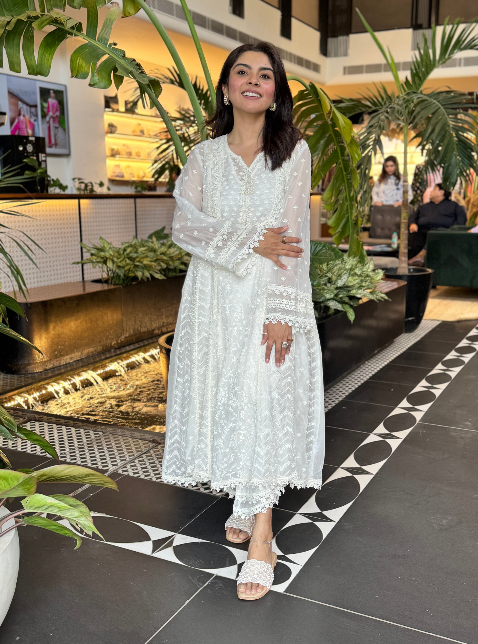 Keerth Organza White Anarkali Kurta Set