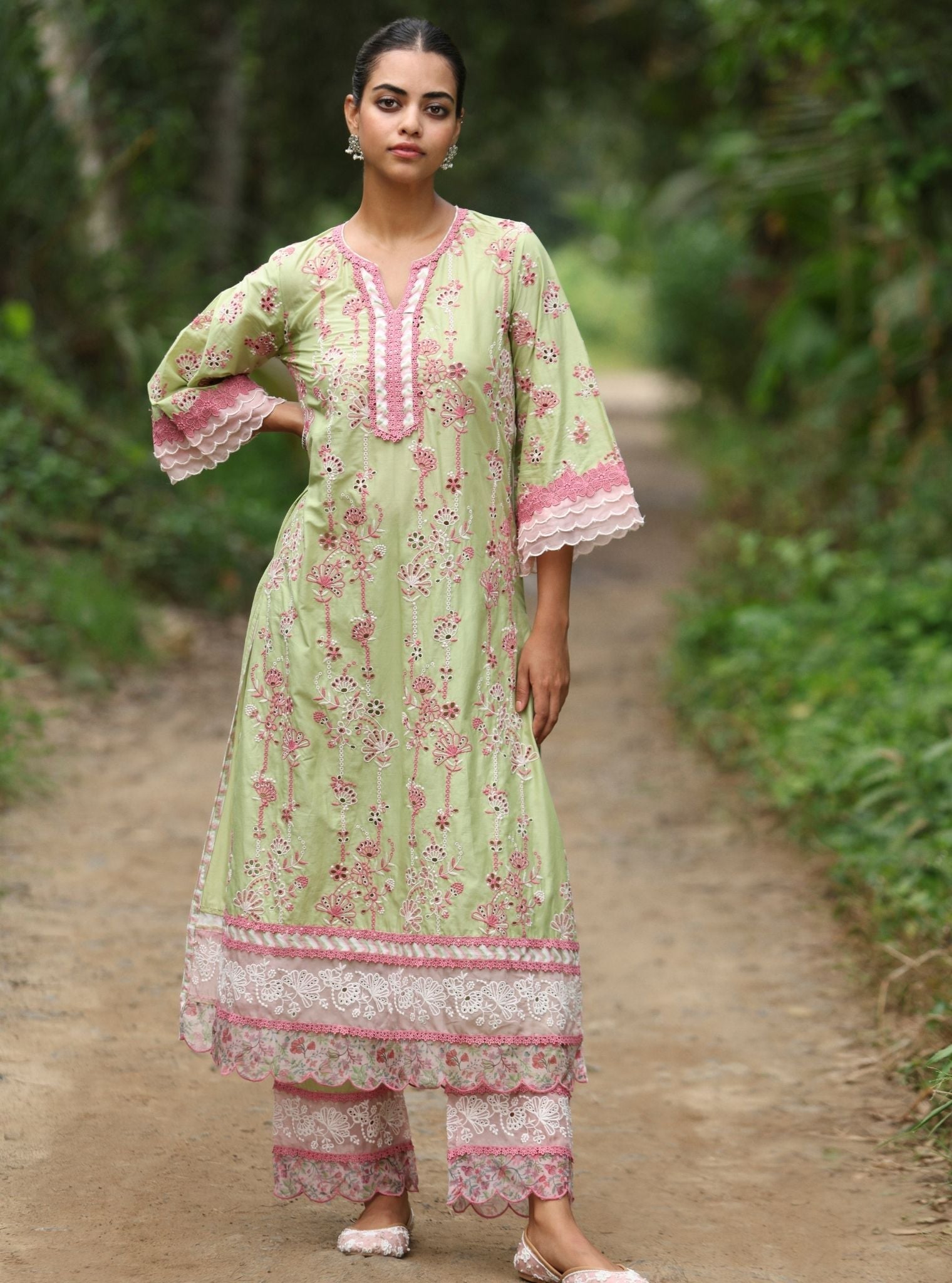 Nair Supima Cotton Light Green Kurta Set