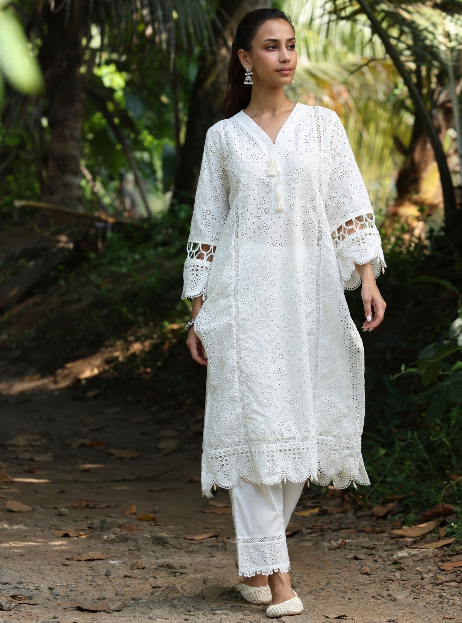 Aaira Supima Cotton White Kurta Set