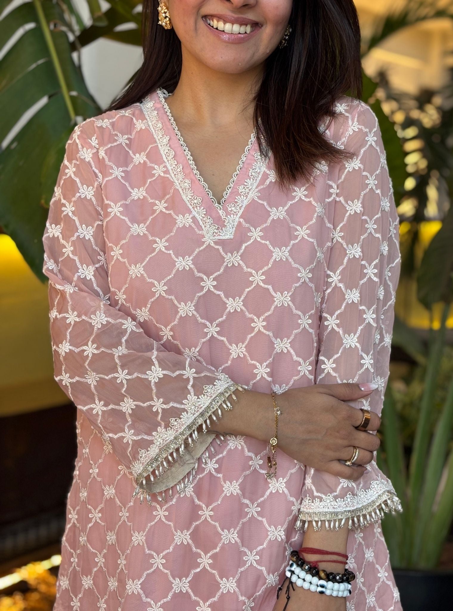 Adelina Organza Pink Co-ord Set