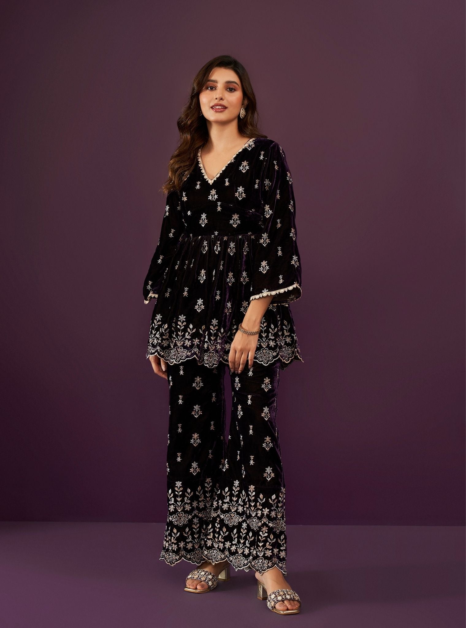 Kessie Velvet Purple Top Set