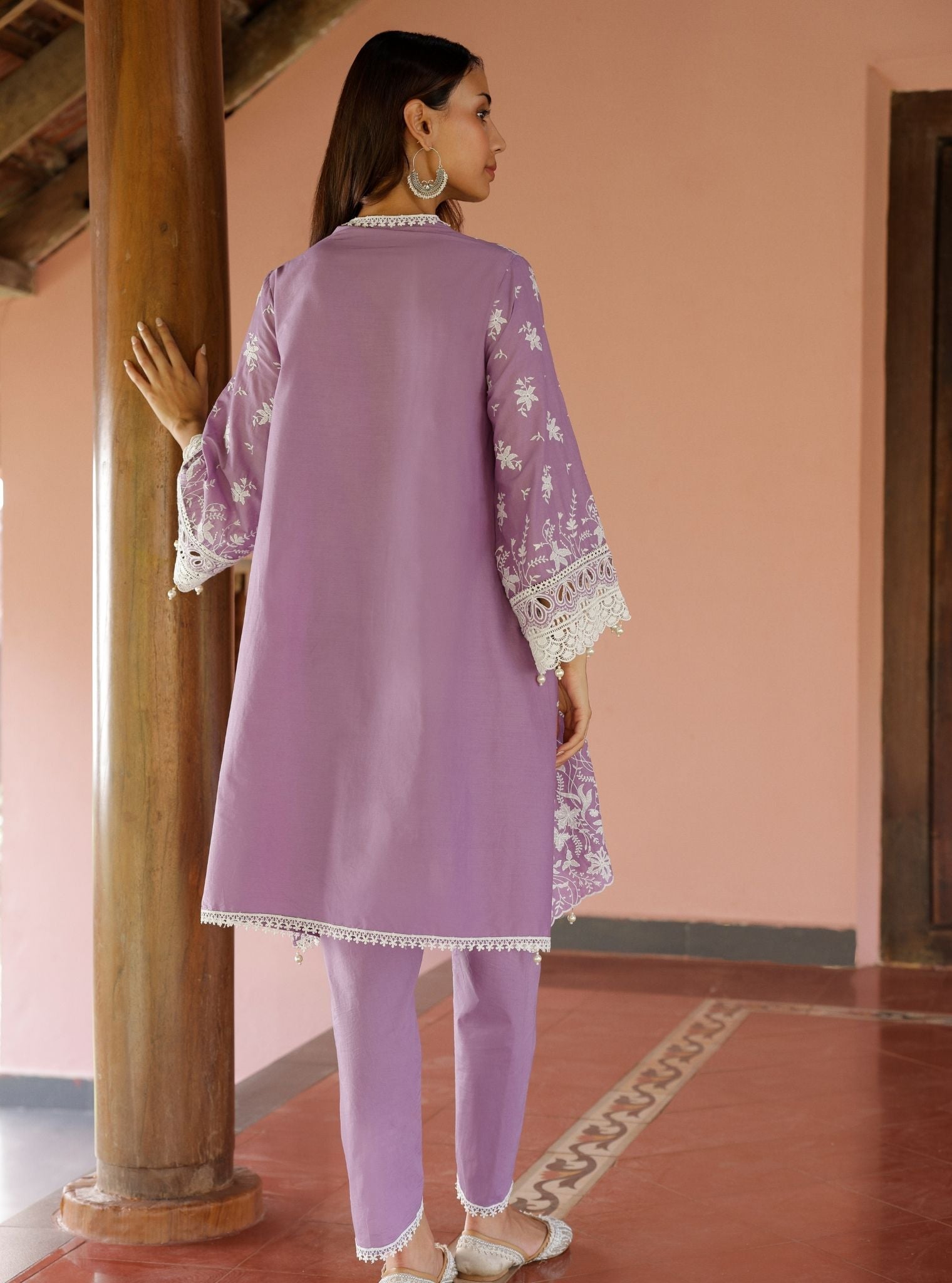 Aalaya Supima Cotton Violet Kurta Set
