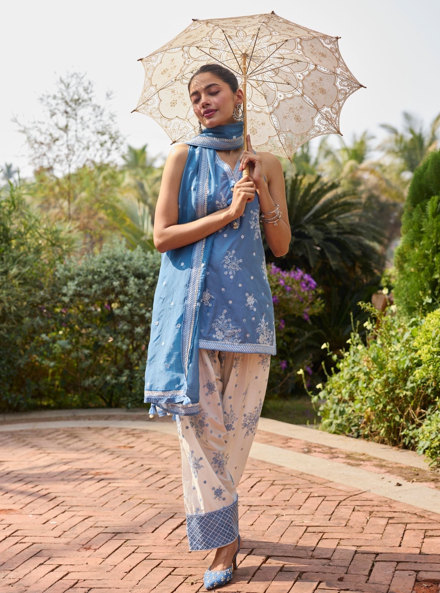 Liva Supima Cotton Steel Blue Kurta Set