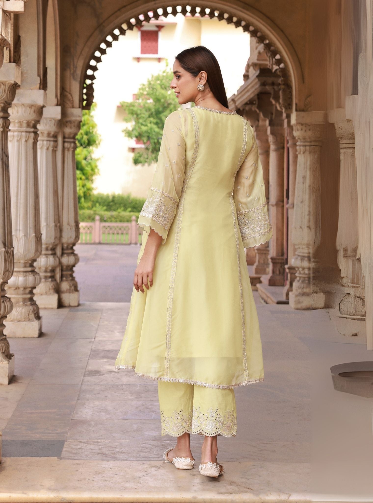 Elusha Organza Lime Kurta Set