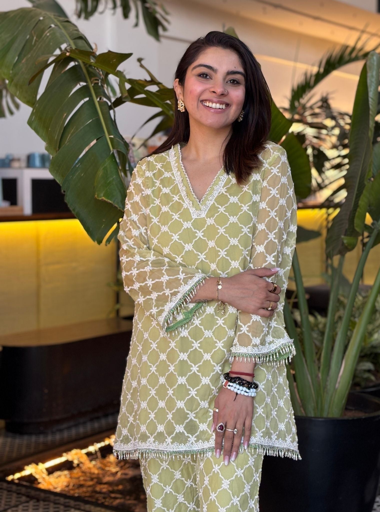 Adelina Organza Lime Co-ord Set