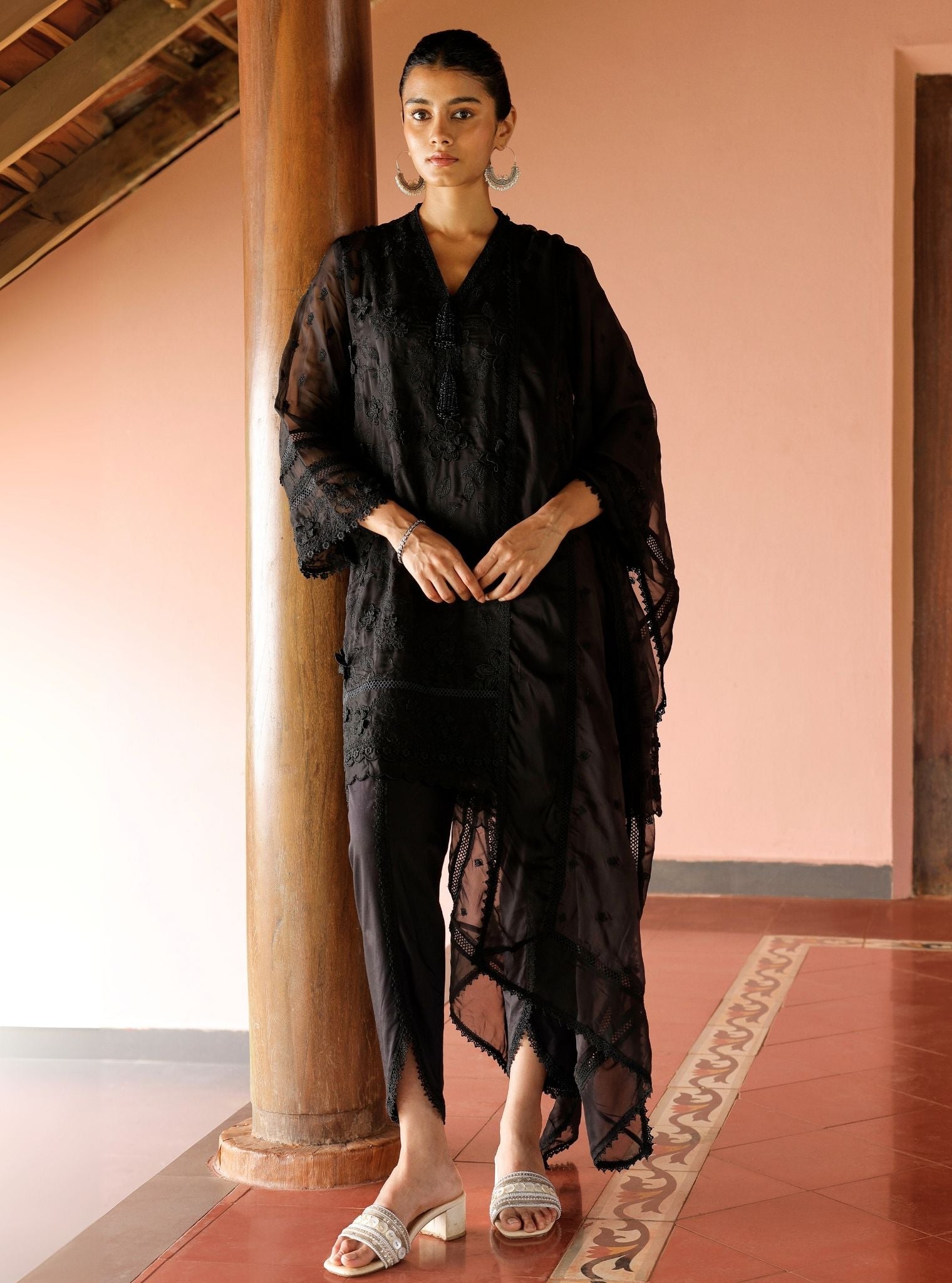 Uma Organza Black Kurta Set