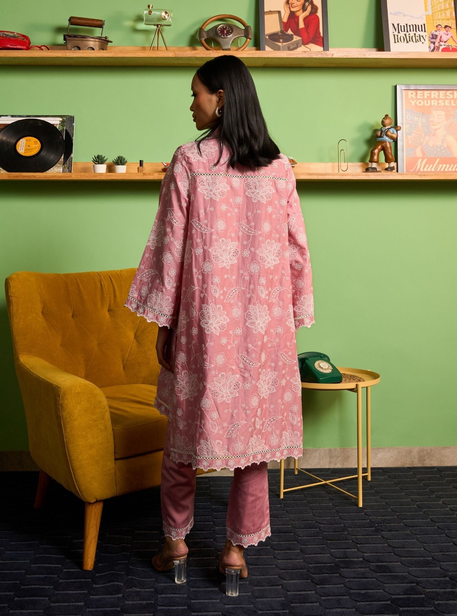 Ziri Pima Satin Onion Pink Kurta Shirt Set