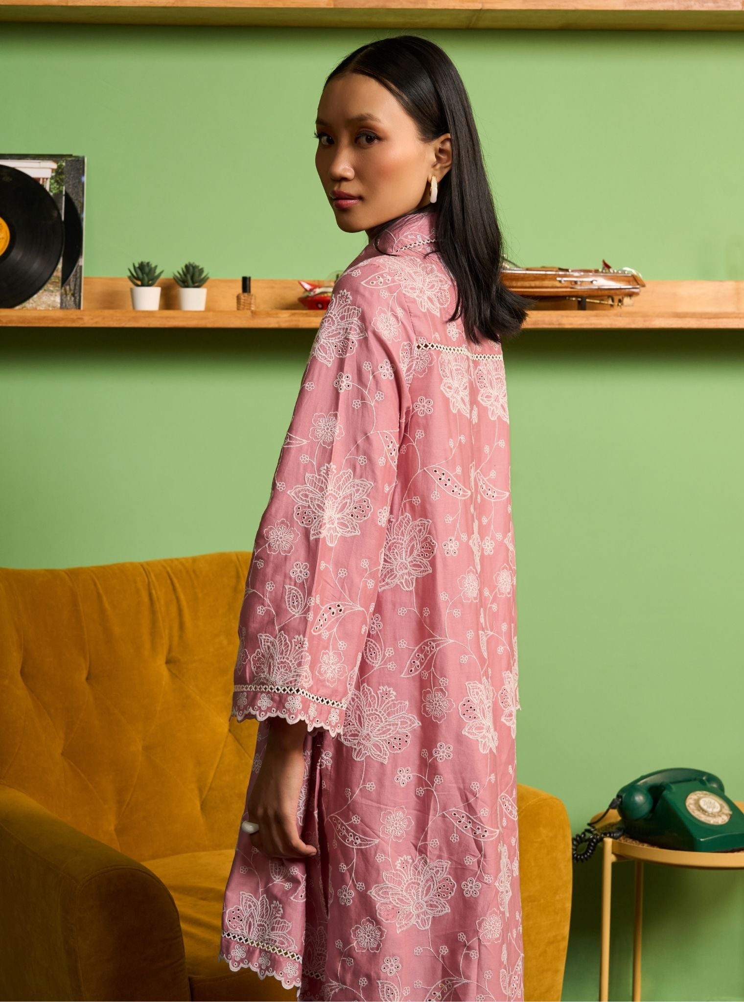 Ziri Pima Satin Onion Pink Co-ord Set