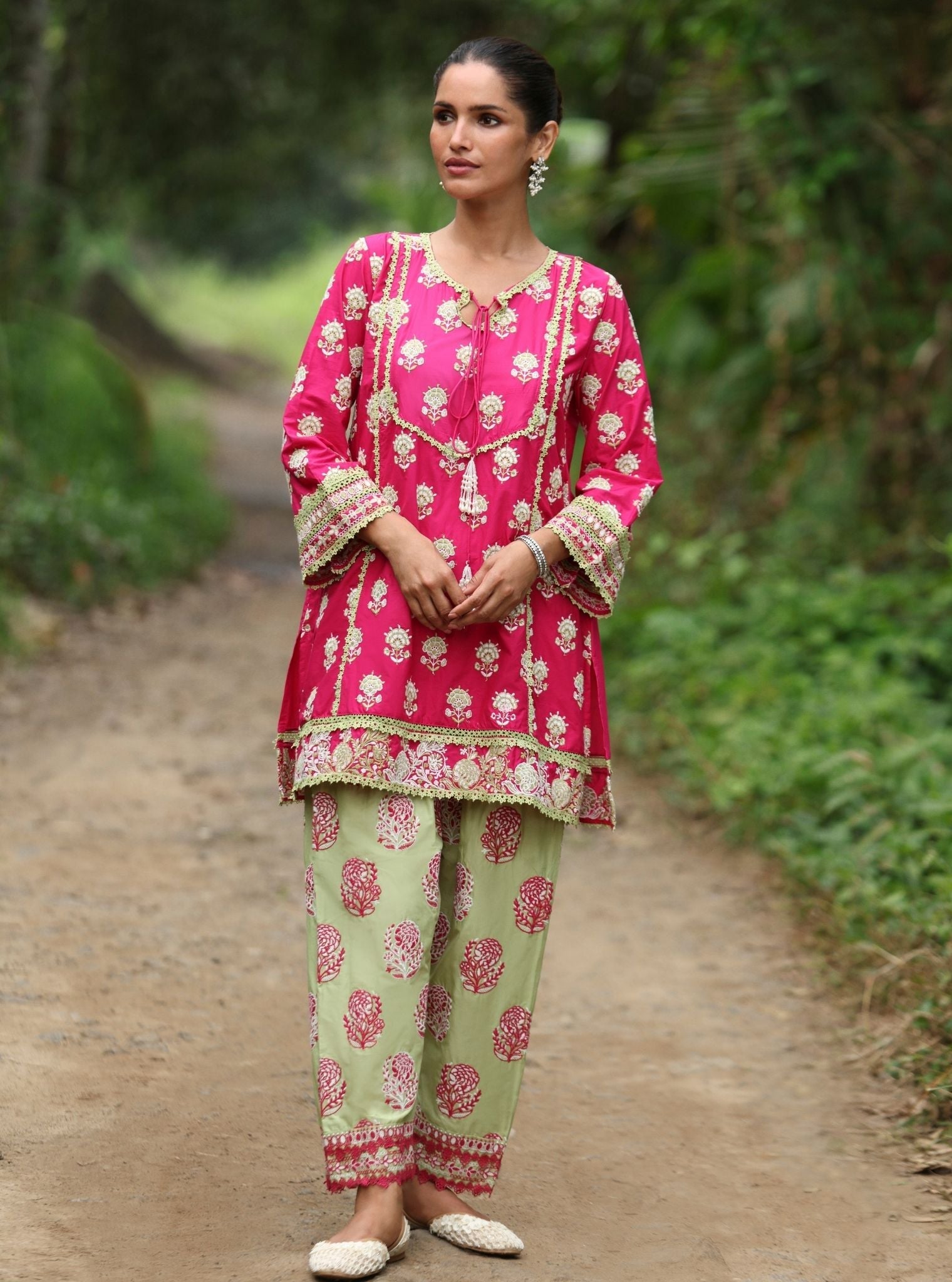 Alagi Supima Cotton Fuschia Kurta Set